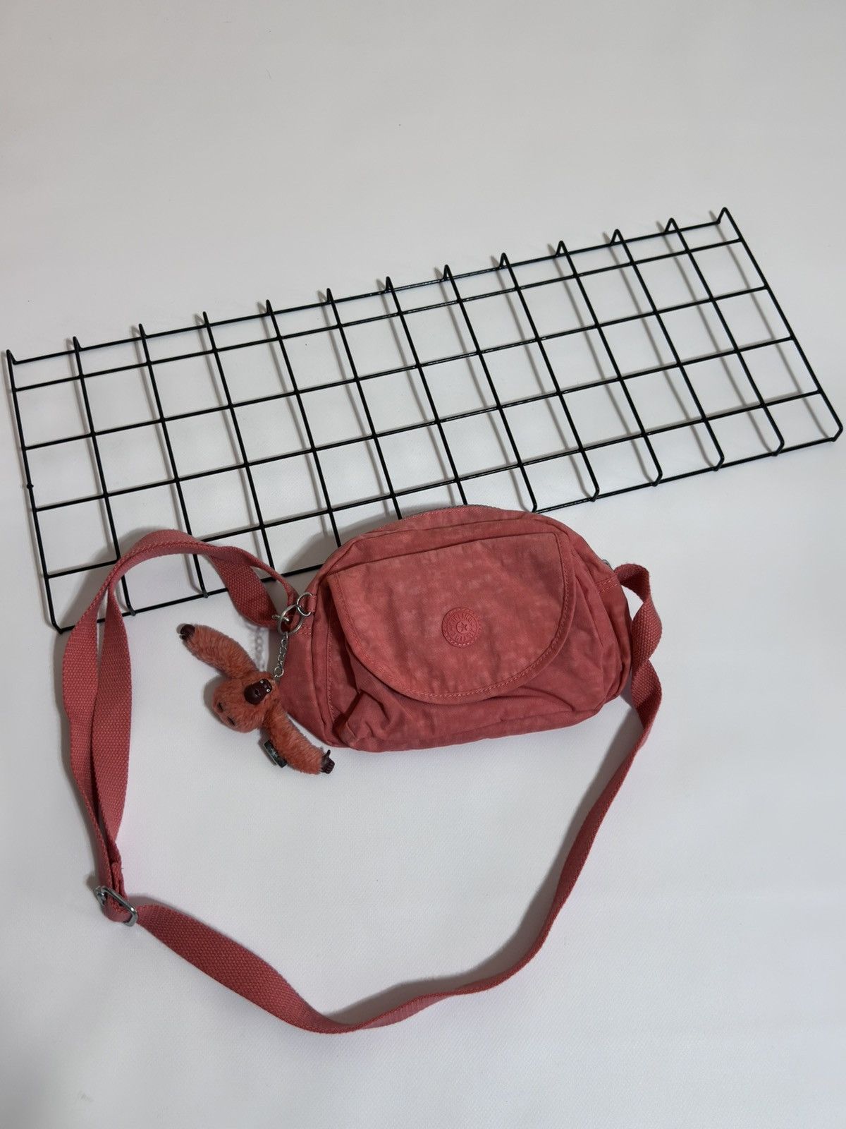 Japanese Brand Kipling Stelma Nylon Crossbody Bag with Monkey Charm - Coral Size ONE SIZE - 1 Thumbnail