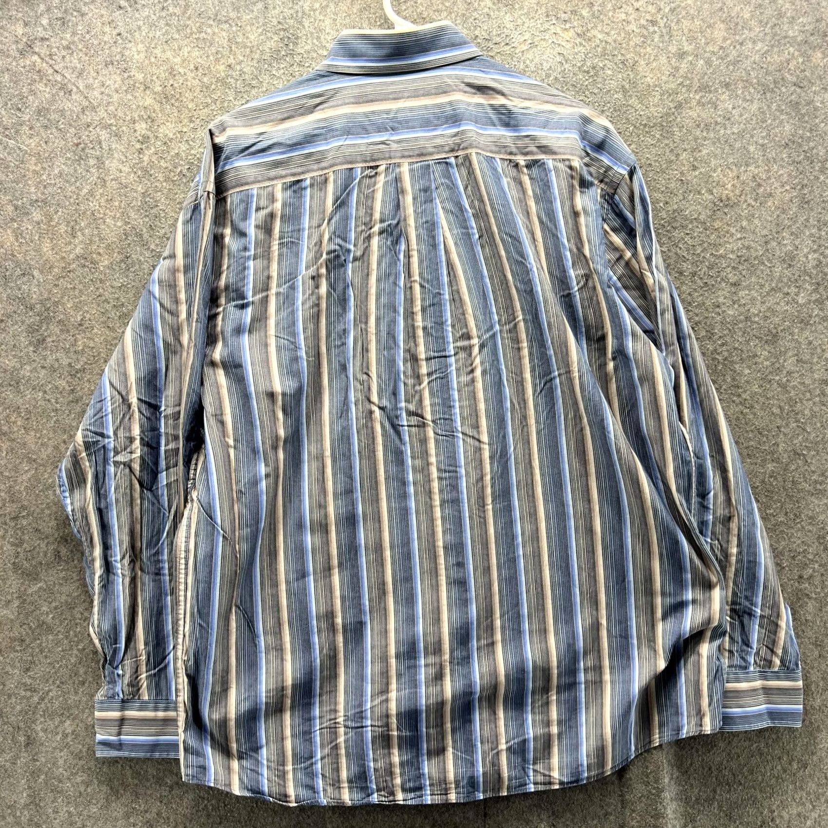 Vintage Alan Flusser Shirt Mens L Blue Stripe Long Sleeve Button Front Oxford Woven Size US L / EU 52-54 / 3 - 2 Thumbnail