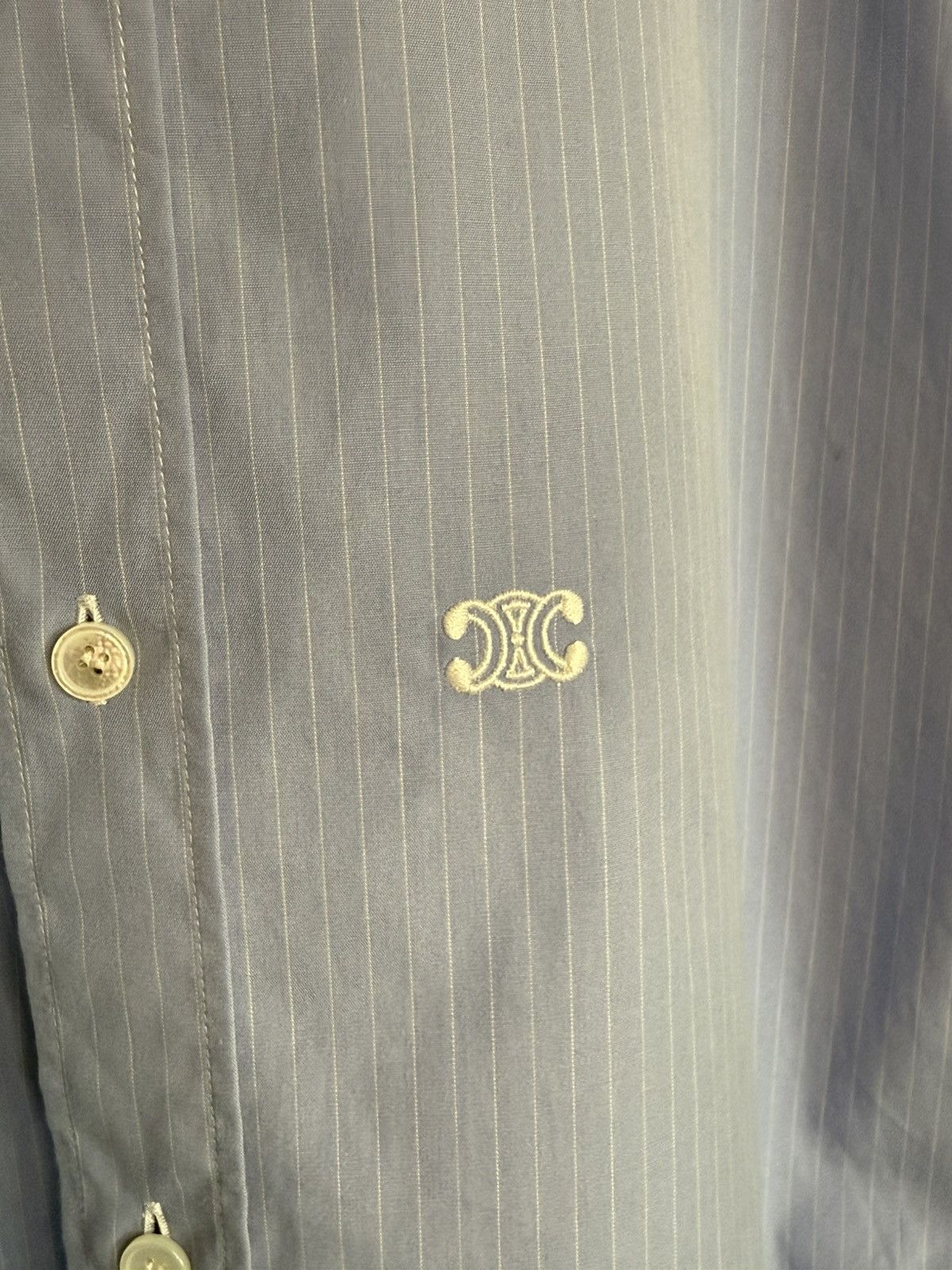Celine × Hedi Slimane SS24 Celine Triomphe logo blue stripe shirt Hedi sample 39 Size US M / EU 48-50 / 2 - 13 Thumbnail
