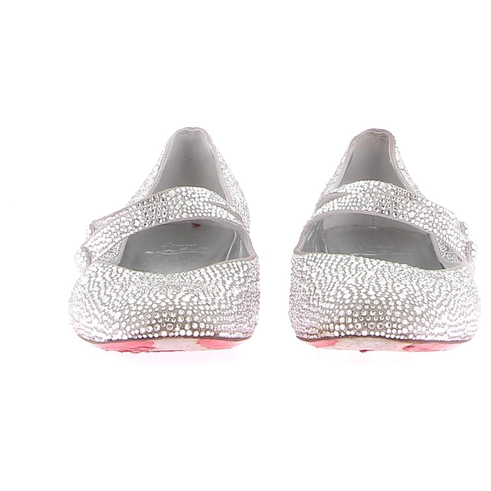Christian Louboutin o1s1wg110225 Flats in Silver Size US 12 / IT 42 - 3 Thumbnail
