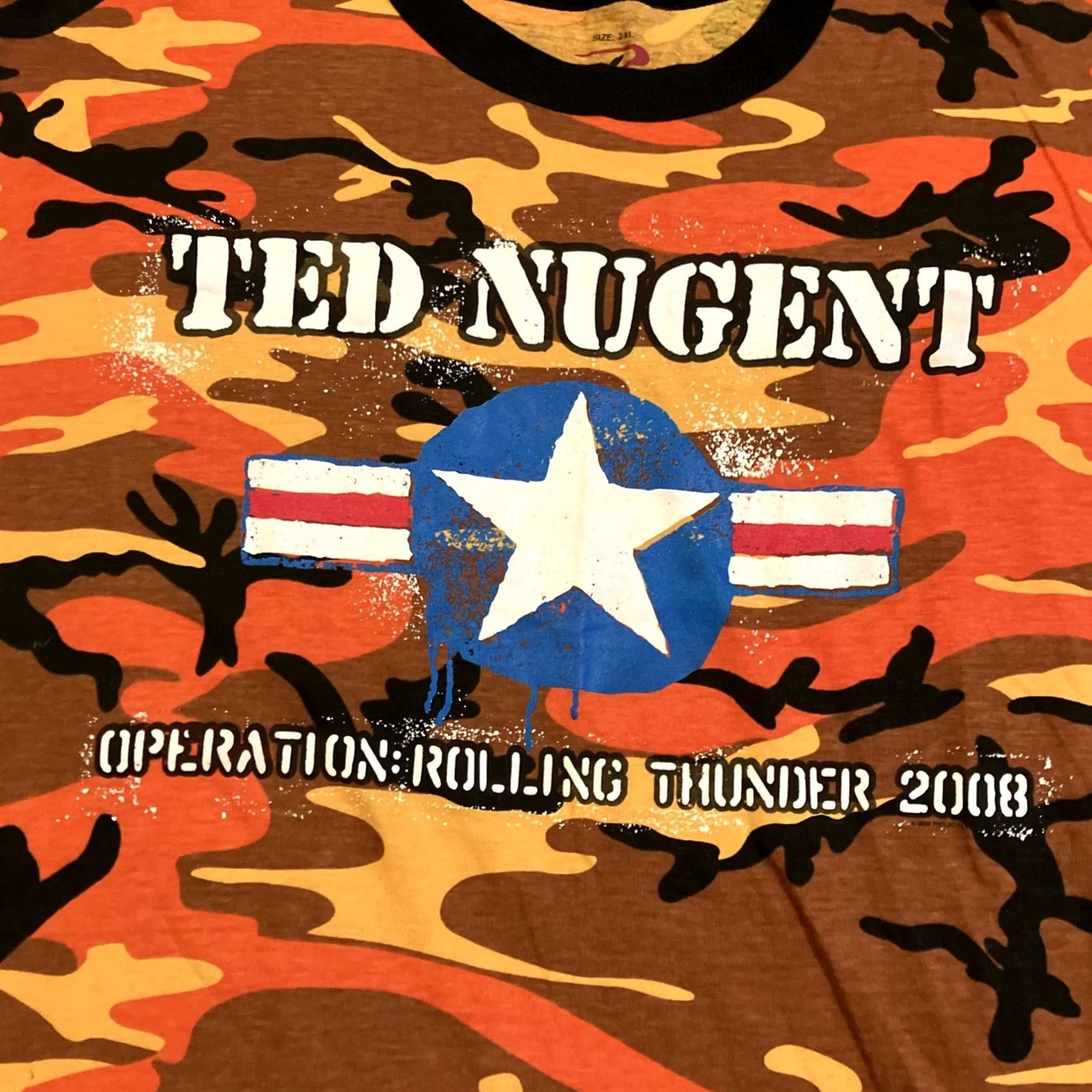 Rothco Ted Nugent-2008 Operation Rolling Thunder- Orange Camo Concert Tour T Shirt- XXL T-Shirt Men 2XL Multicolor Camouflage Short Sleeve Concert Size US XXL / EU 58 / 5 - 2 Thumbnail