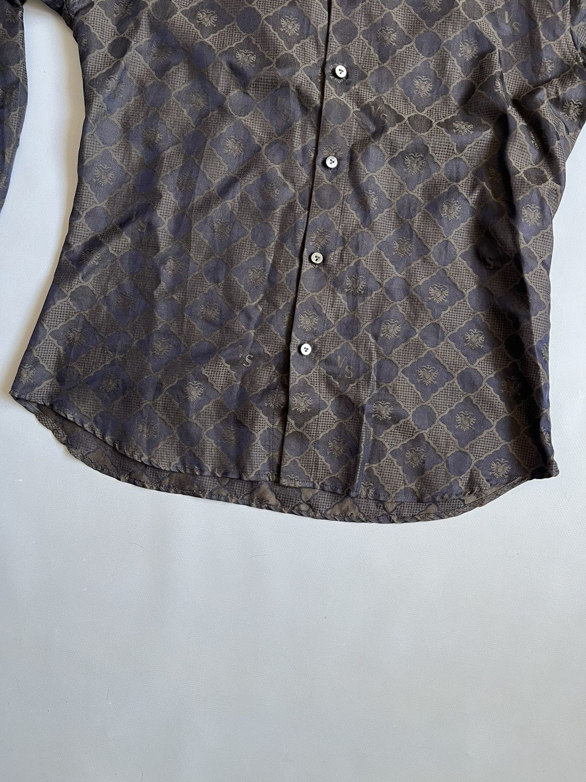 Versus Versace Versace Versus Unisex Brown Silk Monogram Button Up Shirt Size US L / EU 52-54 / 3 - 8 Thumbnail