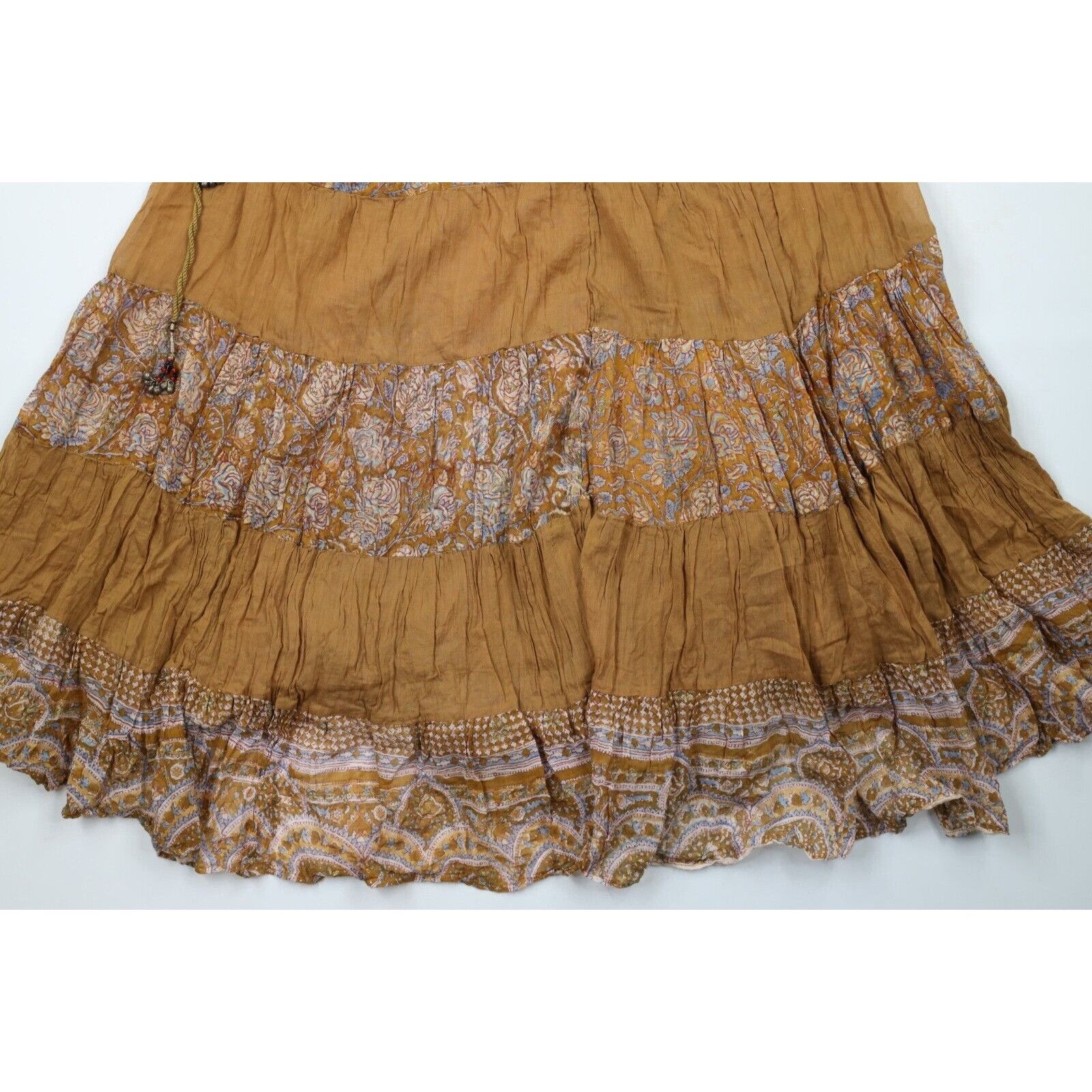 Vintage Vintage 60s 70s Indian Gauze Gauzy Cotton Roped Skirt Size 26" / US 2 / IT 38 - 4 Thumbnail