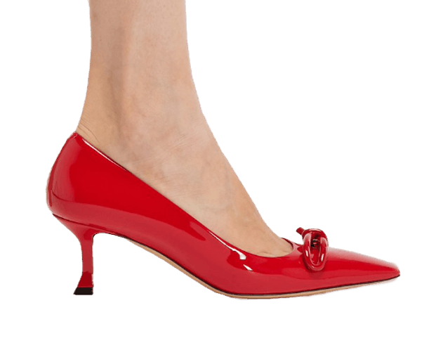 Salvatore Ferragamo o1s1rm0924 Asymmetric Bow Pumps in Red Size US 5.5 / IT 35.5 - 2 Thumbnail