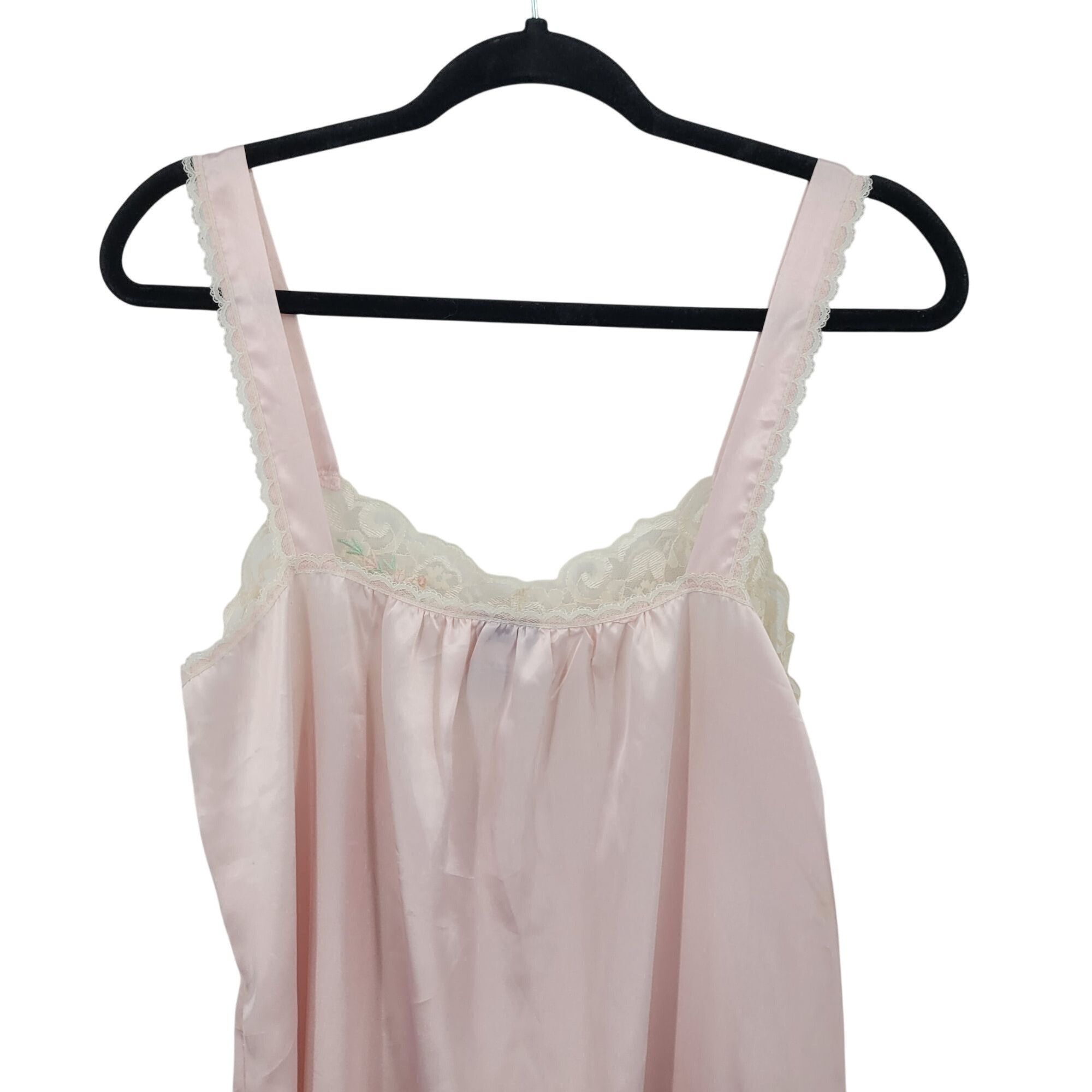 Vintage Vintage Sugar Plum Pastel Pink Nightgown Lace Trim Maxi Sz M Size ONE SIZE - 7 Thumbnail