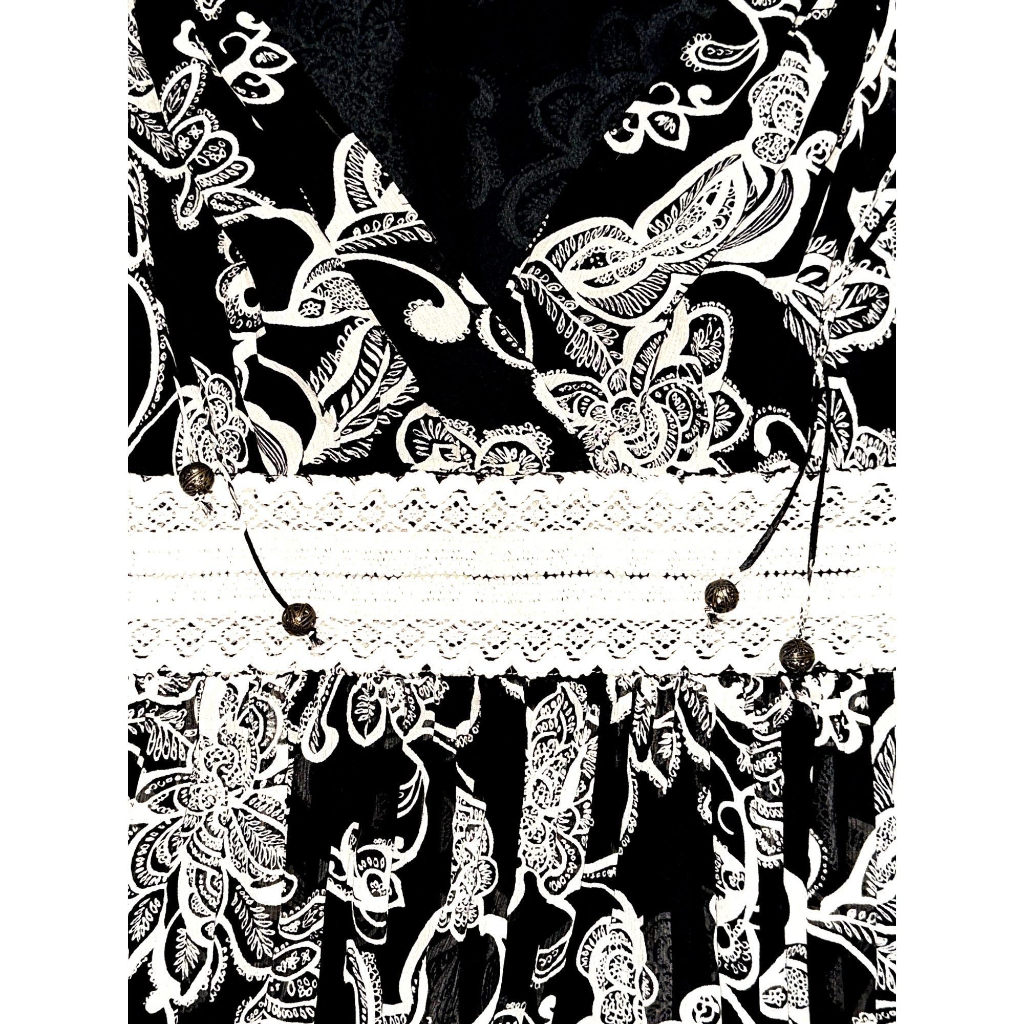 Oscar De La Renta Oscar de la Renta Size 6 Vintage Silk Dress Black White Lace Size M / US 6-8 / IT 42-44 - 8 Thumbnail