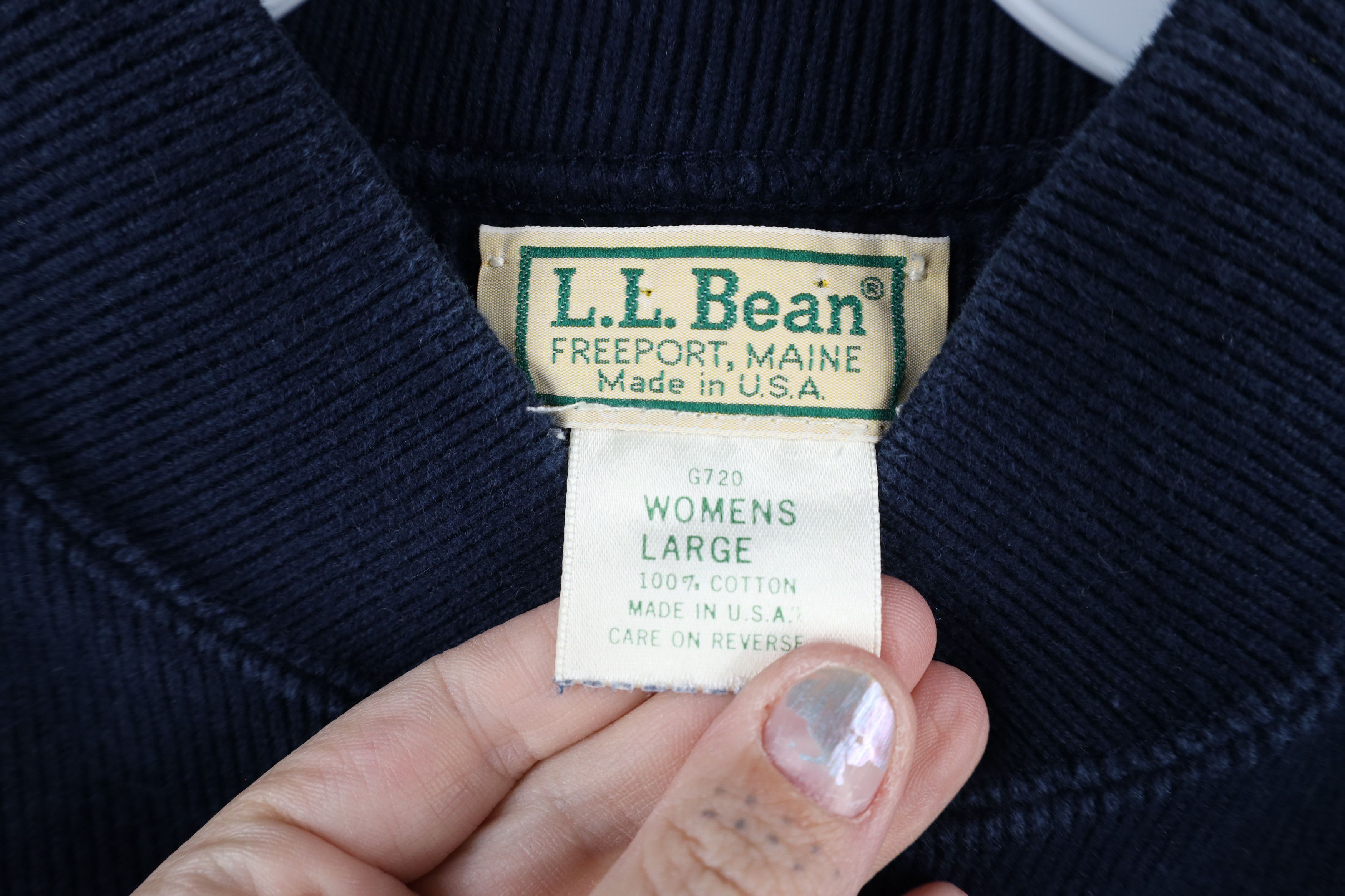 L.L. Bean × Vintage Vintage 90s LL Bean Ribbed Knit Henley Sweater Blue USA Size L / US 10 / IT 46 - 8 Thumbnail