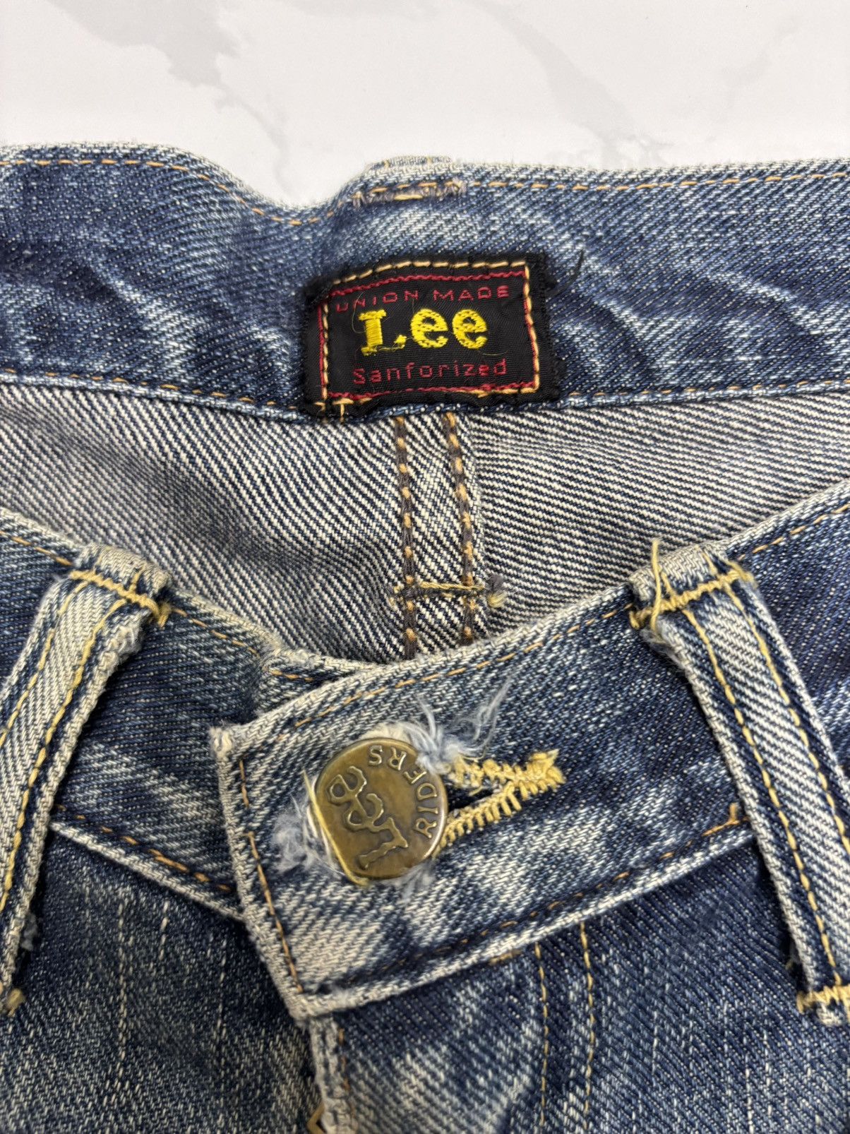 Lee 🔥VINTAGE LEE RIDERS HALF SELVEDGE DISTRESSED DENIM BAGGY Size US 33 - 7 Thumbnail