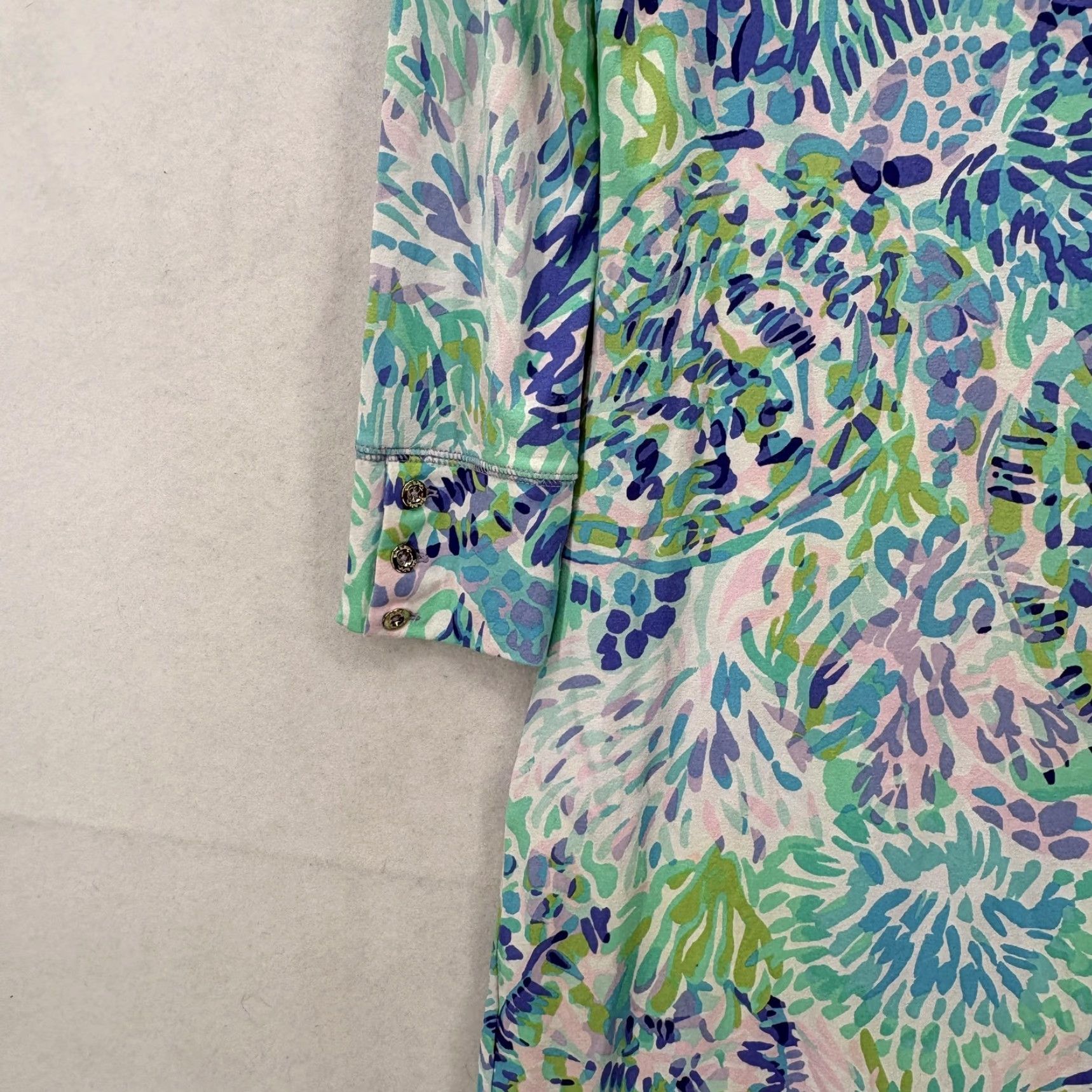 Lilly Pulitzer Lilly Pulitzer Dress Womens XS Blue Green Floral 3/4 Sleeve Shift Preppy Sophie Size XS / US 0-2 / IT 36-38 - 3 Thumbnail