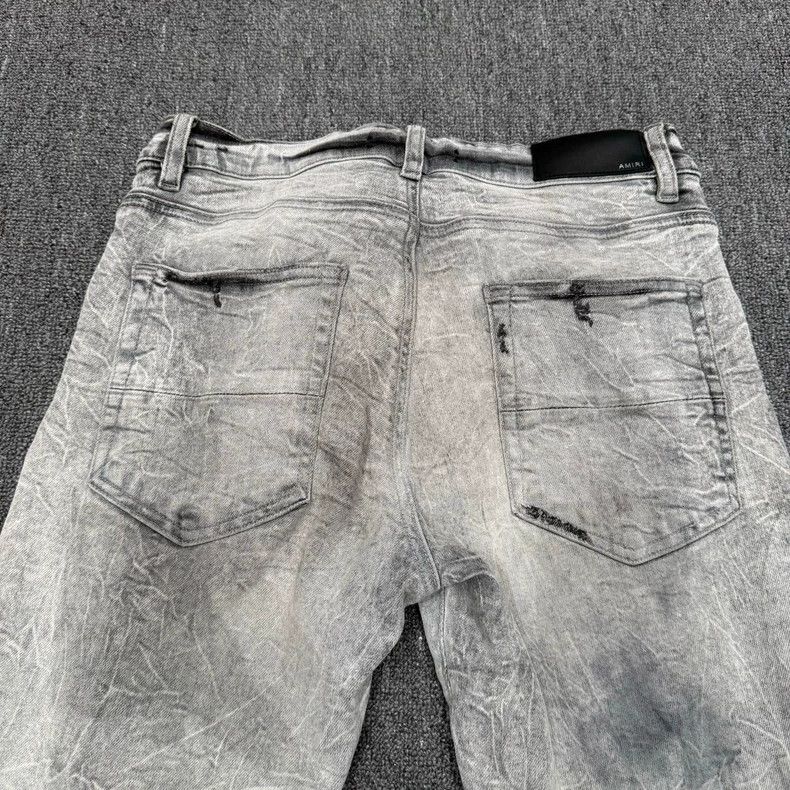 Amiri Amiri grayish white distressed ripped denim jeans Size US 32 / EU 48 - 5 Thumbnail