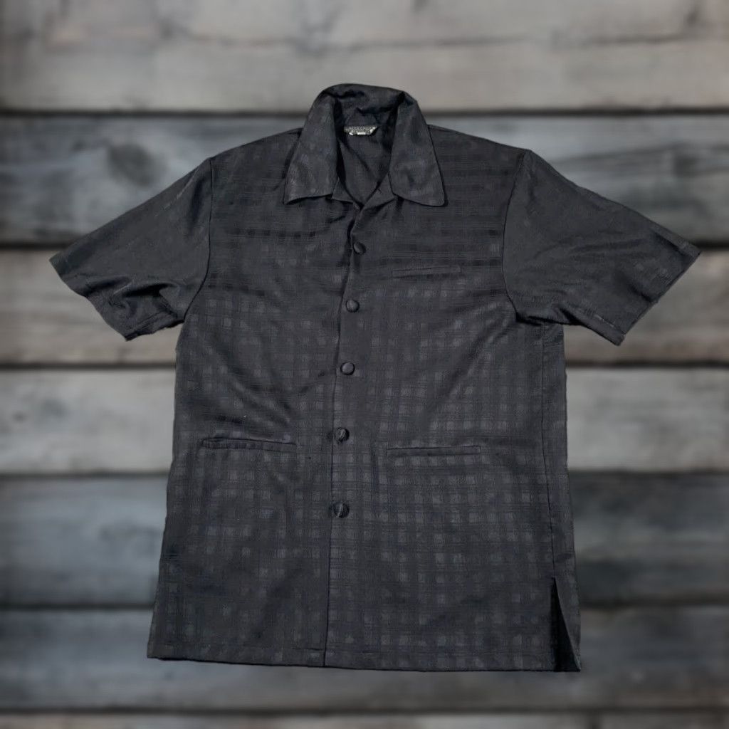 Vintage VTG Vintage Dad Style Shirt Adult Large Black Tonal Check Front Pockets Sopranos Shirt Men Large Black Check Pockets 80s Retro Size US L / EU 52-54 / 3 - 1 Thumbnail