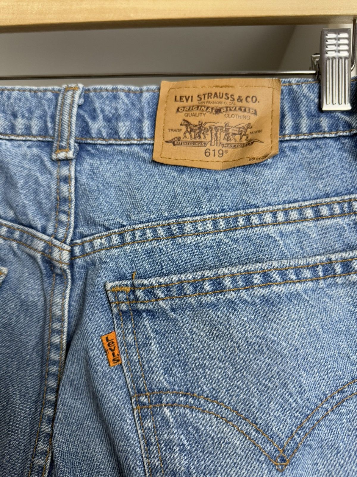 Levi's × Levi's Vintage Clothing × Vintage Vintage 90s Levis 619 orange tab baggy denim pants 33x32 80s Size US 33 - 6 Thumbnail