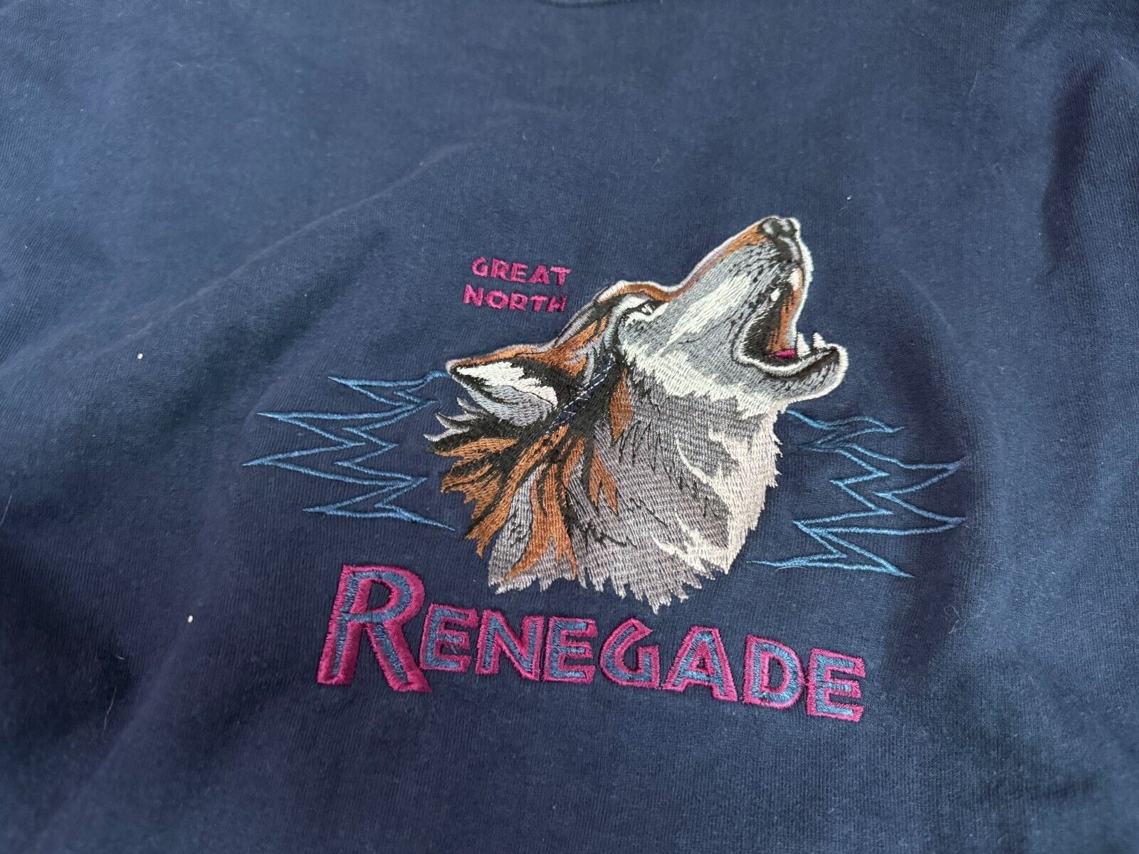 Vintage Vintage Great North Renegade Wolf Sweater Blue Mens Medium Size US M / EU 48-50 / 2 - 3 Thumbnail
