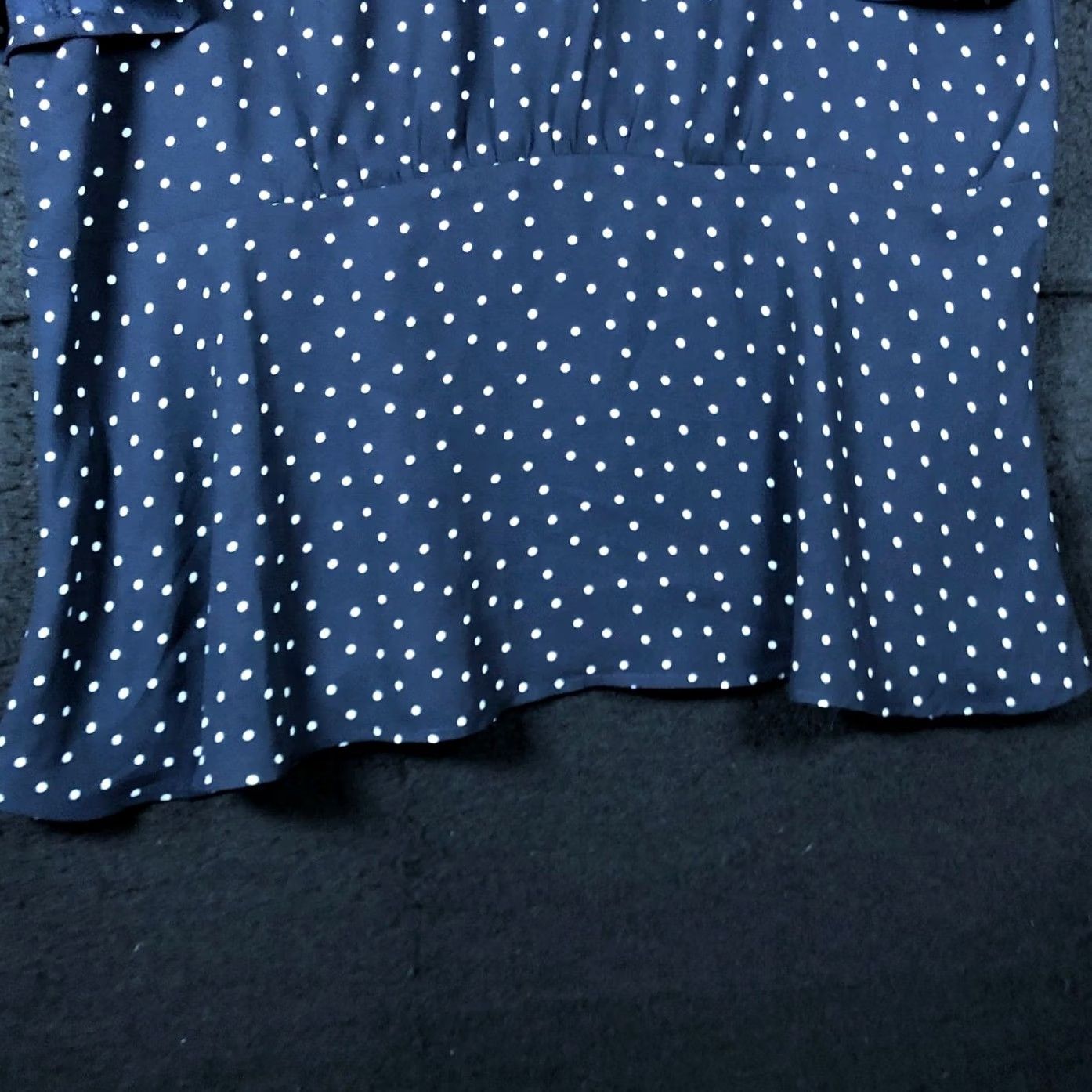 Ann Taylor LOFT Womens Blouse Blue White Polka Dot Crew Neck Short Sleeve Zip Back 4 - Casual Workwear Formal Size S / US 4 / IT 40 - 3 Thumbnail