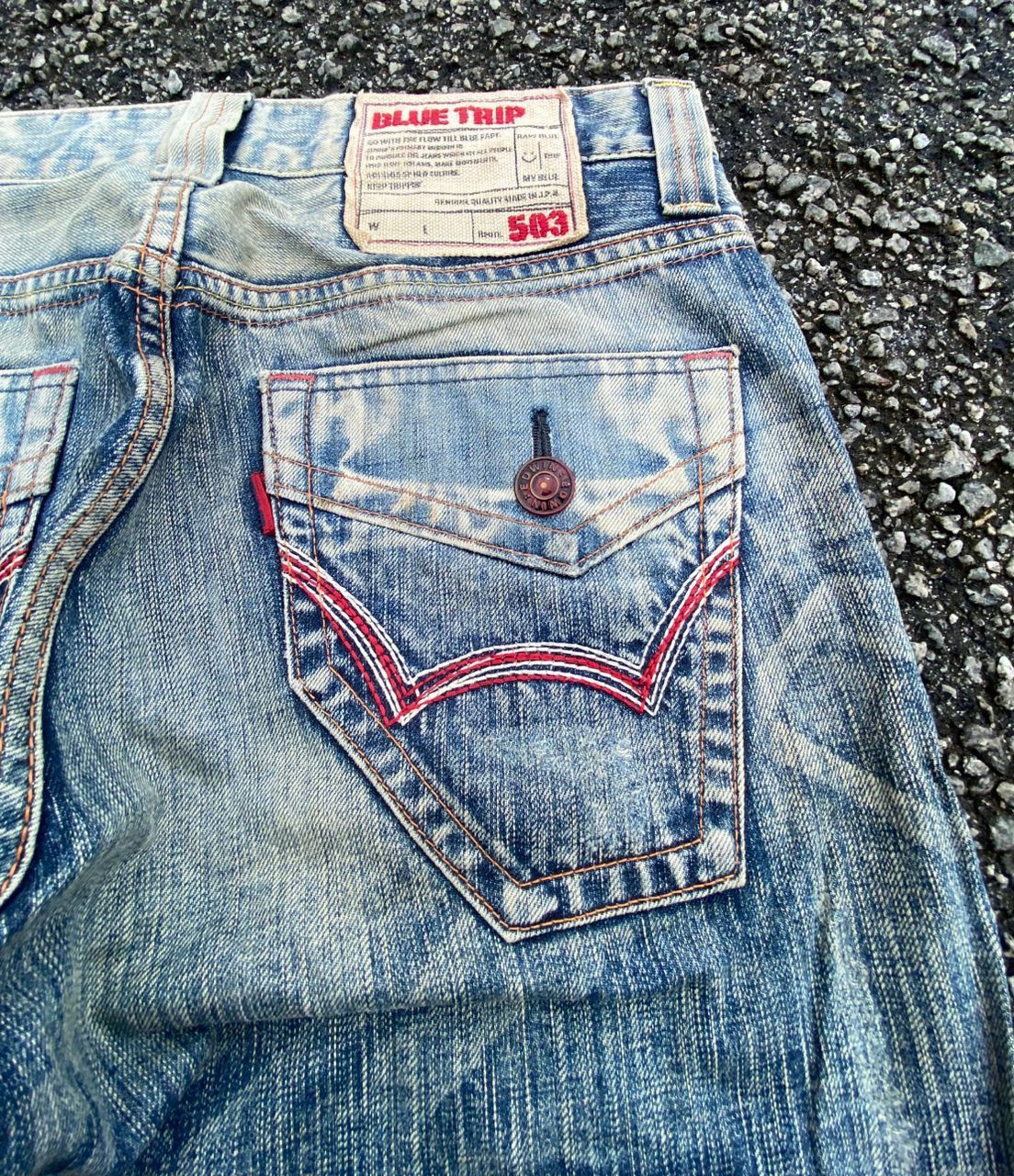 Edwin 💥FLARE💥VINTAGE EDWIN 503 BLUE DISTRESSED DENIM Denim Size US 31 - 8 Thumbnail