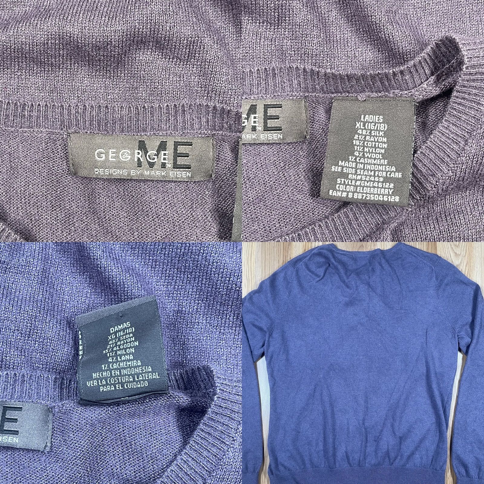 George George Me Sweater Womens XL X-Large Gray Long Sleeve Cardigan Knit Silk Blend Size XL / US 12-14 / IT 48-50 - 8 Thumbnail