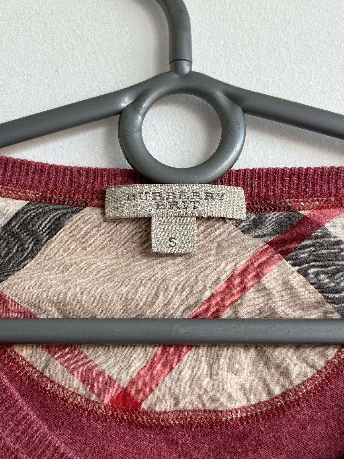 Burberry Burberry Brit Nova Check Neck Red Cardigan Long Sleeve Small Size S / US 4 / IT 40 - 10 Thumbnail