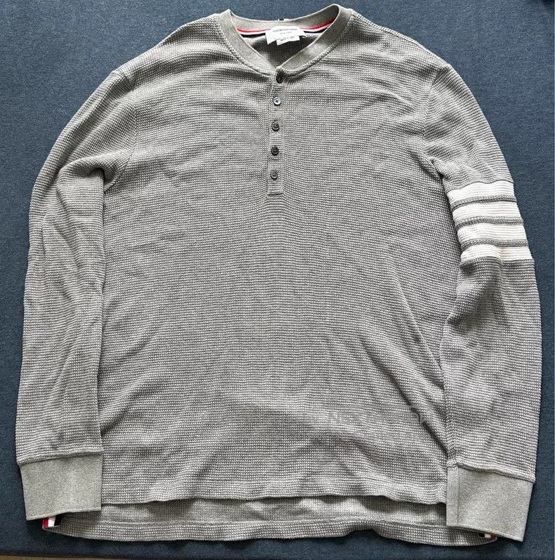Thom Browne Thom Browne Waffle Long Sleeve Sweater Size US L / EU 52-54 / 3 - 1 Thumbnail
