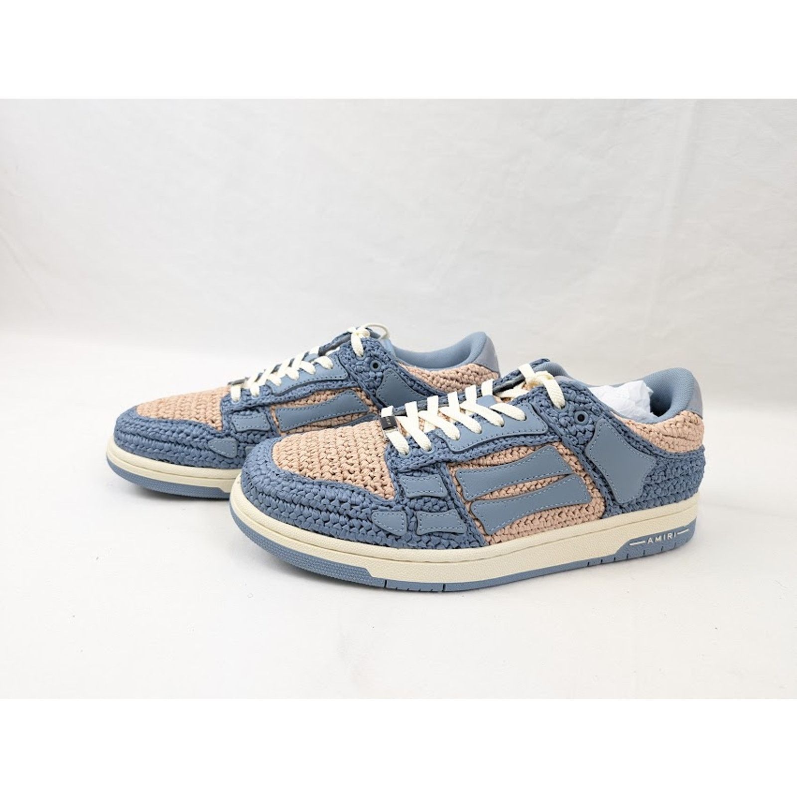 Amiri o1rshd1 Q: 2 / Raffia Skelton Low-Top Sneakers in Blue Size US 13 / EU 46 - 16 Thumbnail