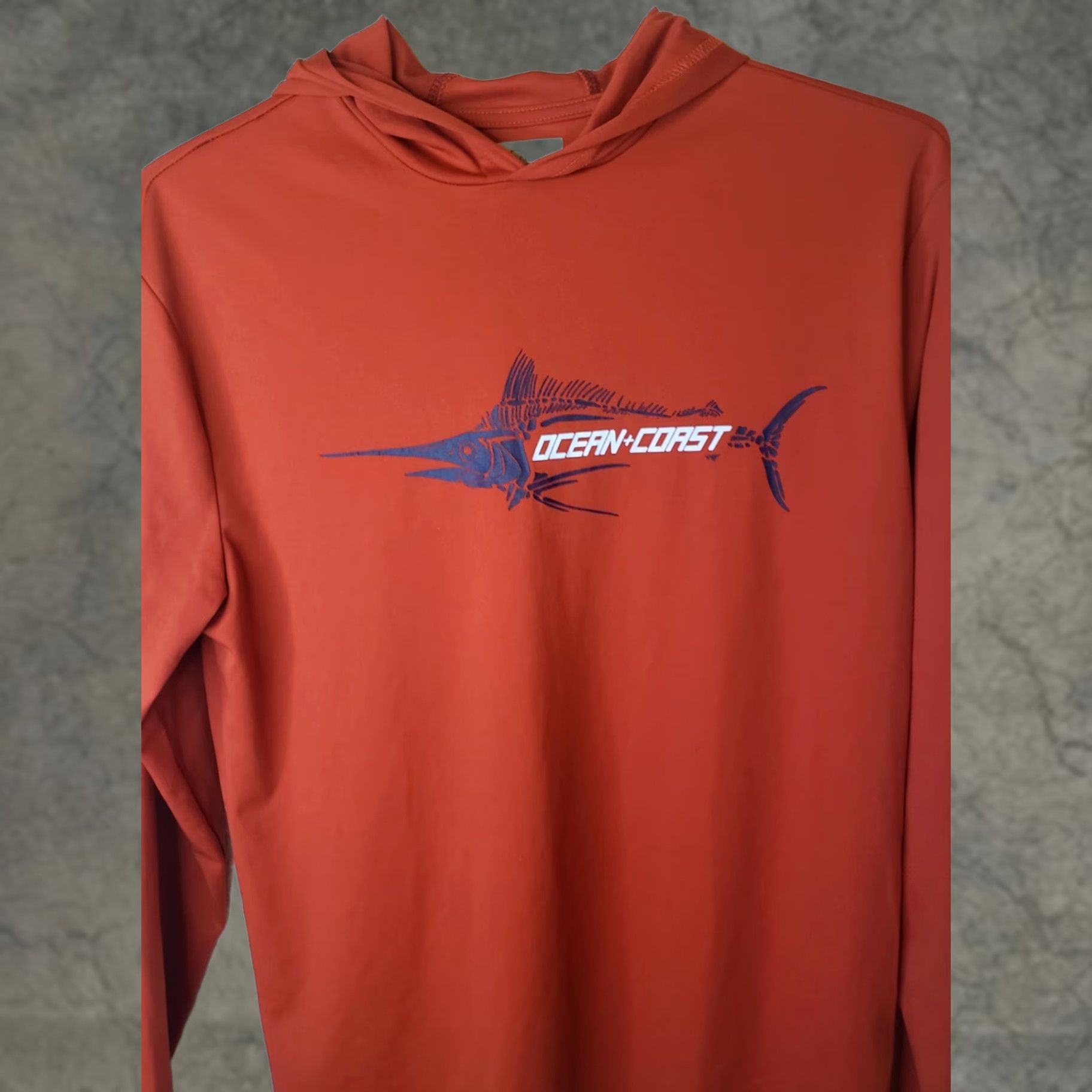 Vintage Ocean & Coast Shirt Men S Red UPF Sun Protection Hooded T-Shirt New! Size US S / EU 44-46 / 1 - 1 Thumbnail