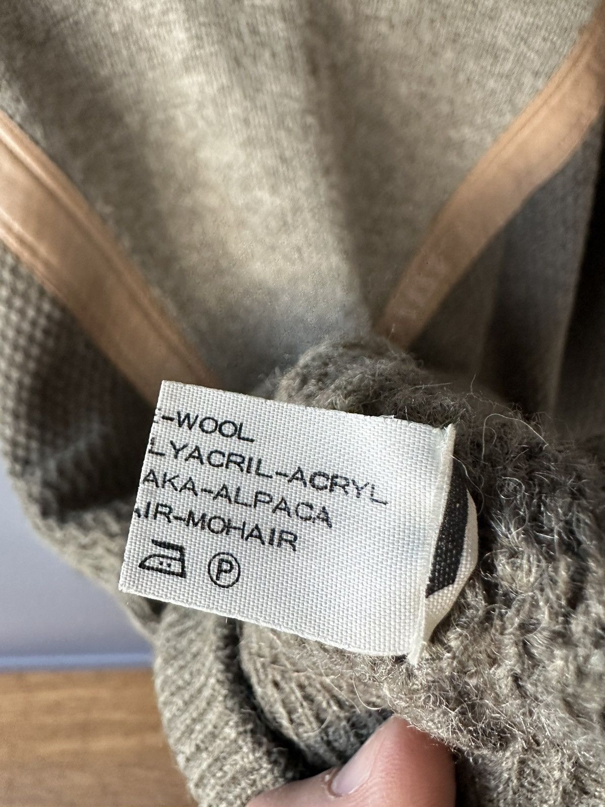 Vintage Vintage Wool Mohair Alpaca Leather Sweater Italian Jumper Size US XXL / EU 58 / 5 - 9 Thumbnail