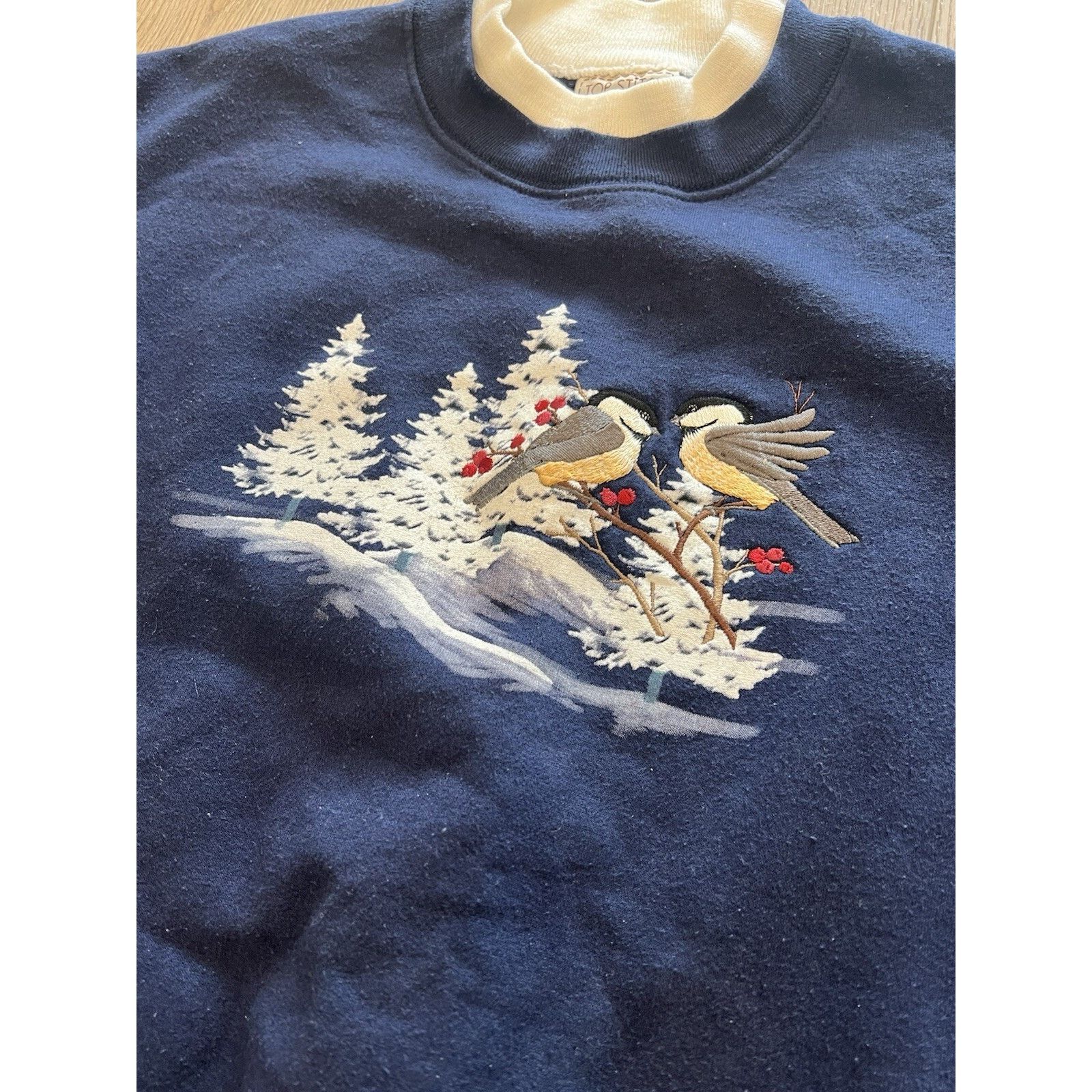 Vintage Vintage 90s Top Stitch Morning Sun Sweatshirt Birds Winter L Size L / US 10 / IT 46 - 2 Thumbnail
