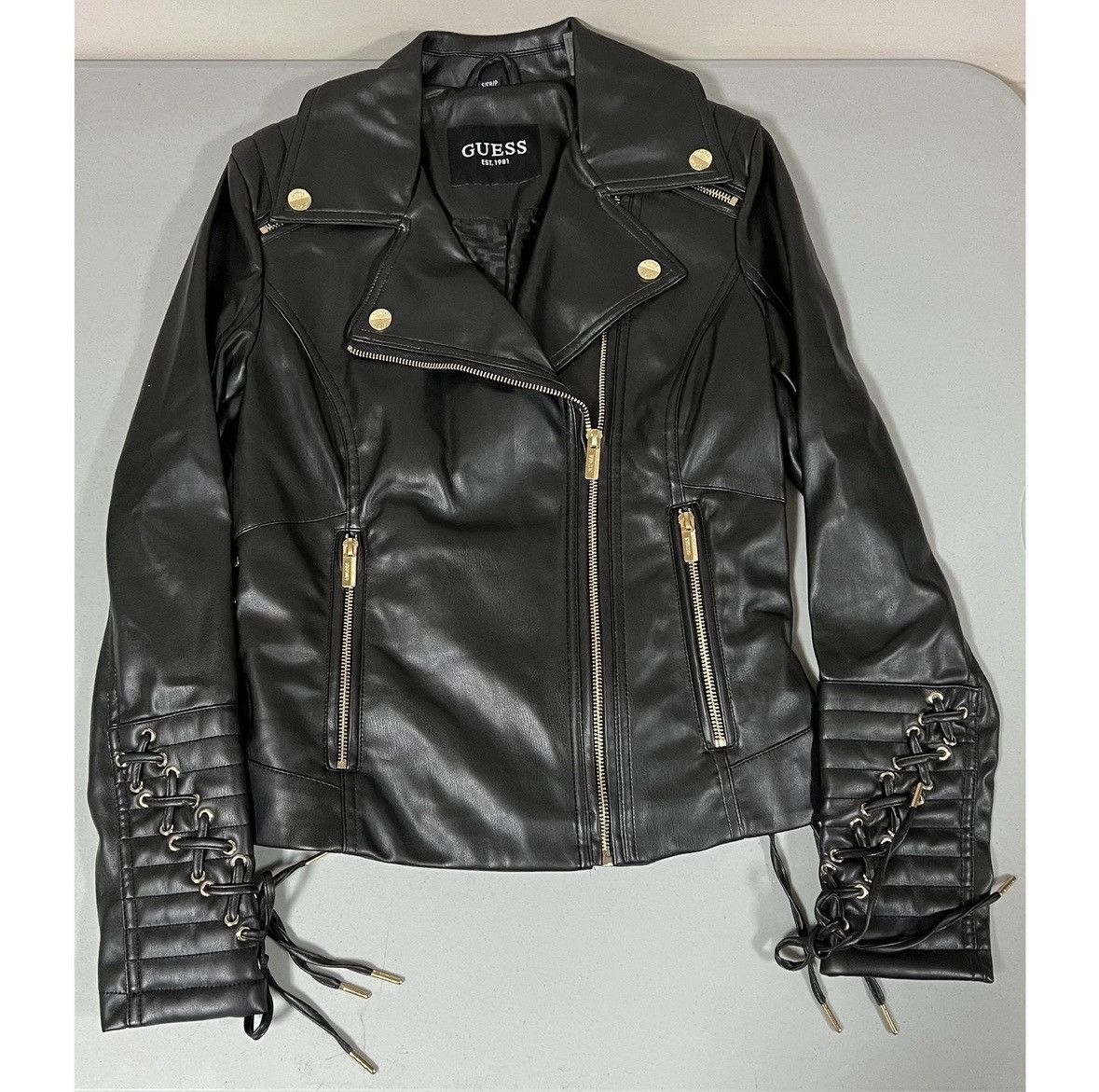 Guess Guess Black Leather Moto Jacket Coat Outerwear Size S 🖤⛓️ Size S / US 4 / IT 40 - 3 Thumbnail