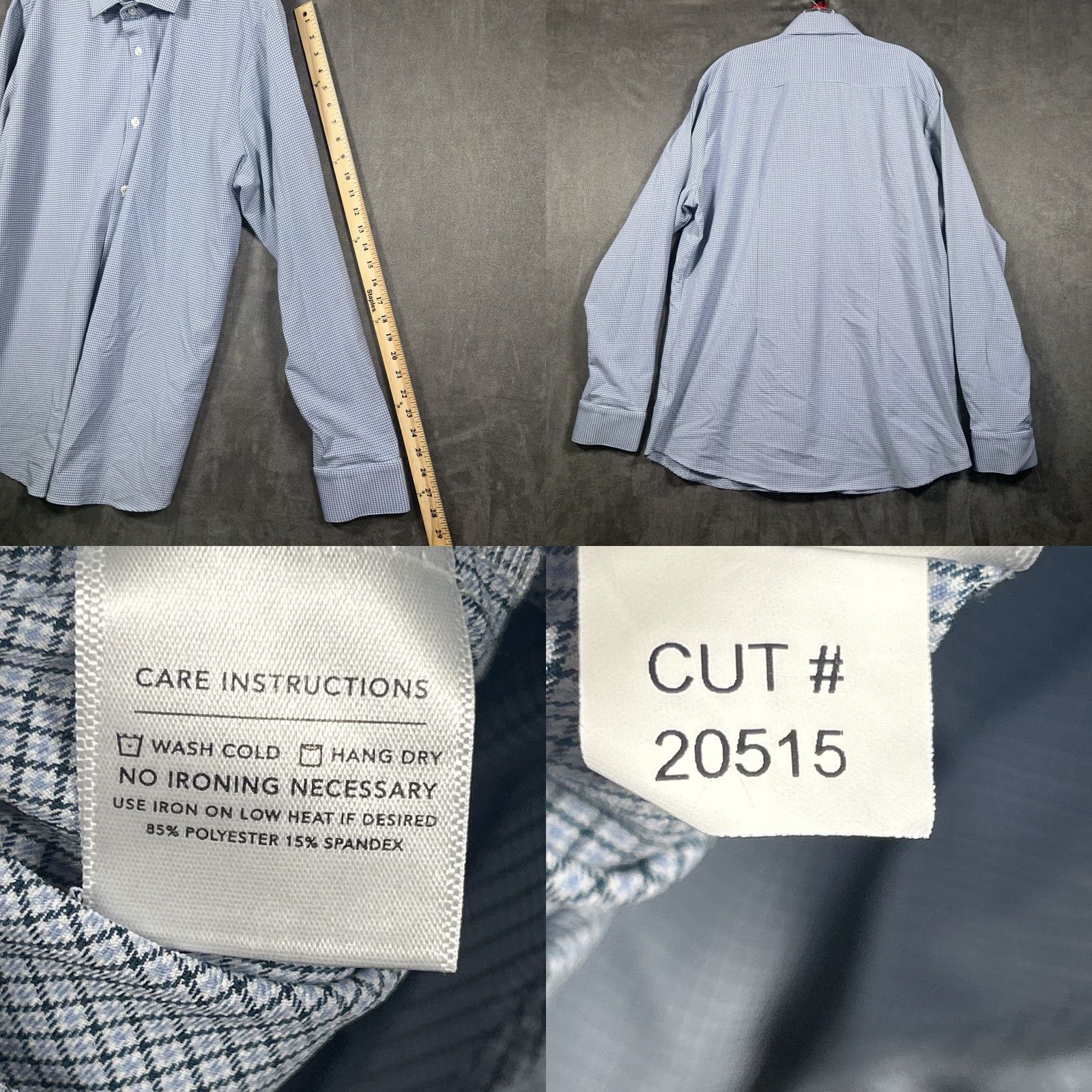 Mizzen+Main Mizzen+Main Performance Stretch Button Up Shirt Long Sleeve Trim Fit Mens XXL Blue Size US XXL / EU 58 / 5 - 8 Thumbnail