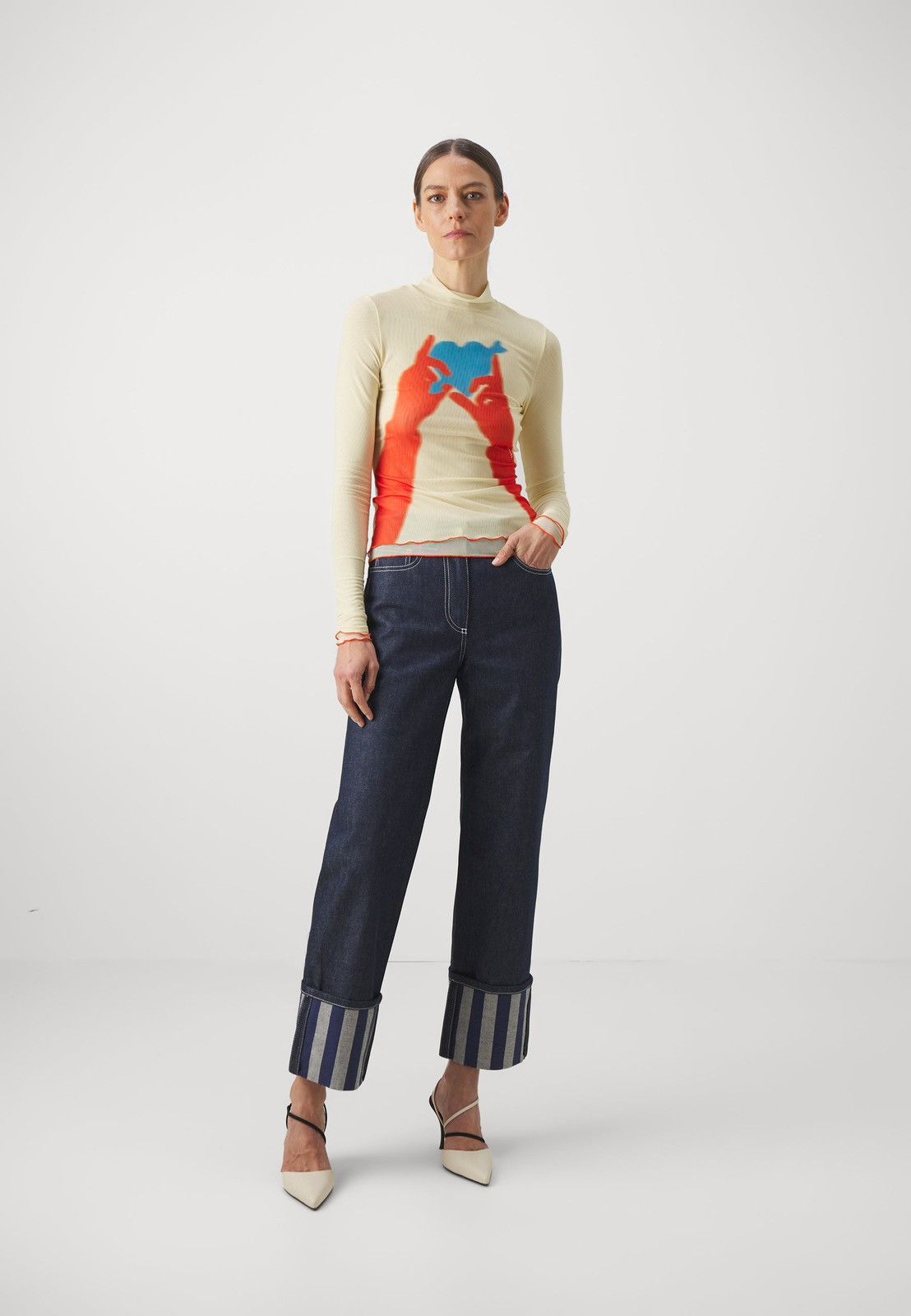 Sunnei !DS! SS23 Sunnei Heart And Hands Mesh Yellow Turtleneck Size S / US 4 / IT 40 - 3 Thumbnail