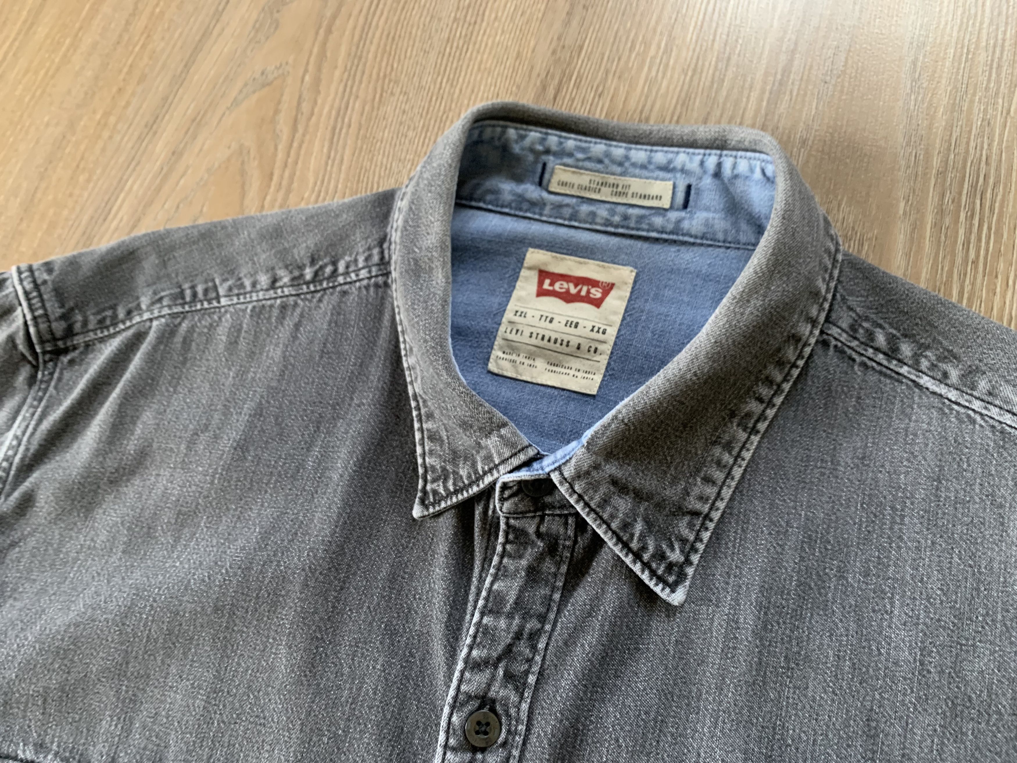Levi's × Levi's Vintage Clothing × Vintage Levi's Long Sleeve Standard Fit Washed Light Grey Shirt Size US XXL / EU 58 / 5 - 5 Thumbnail