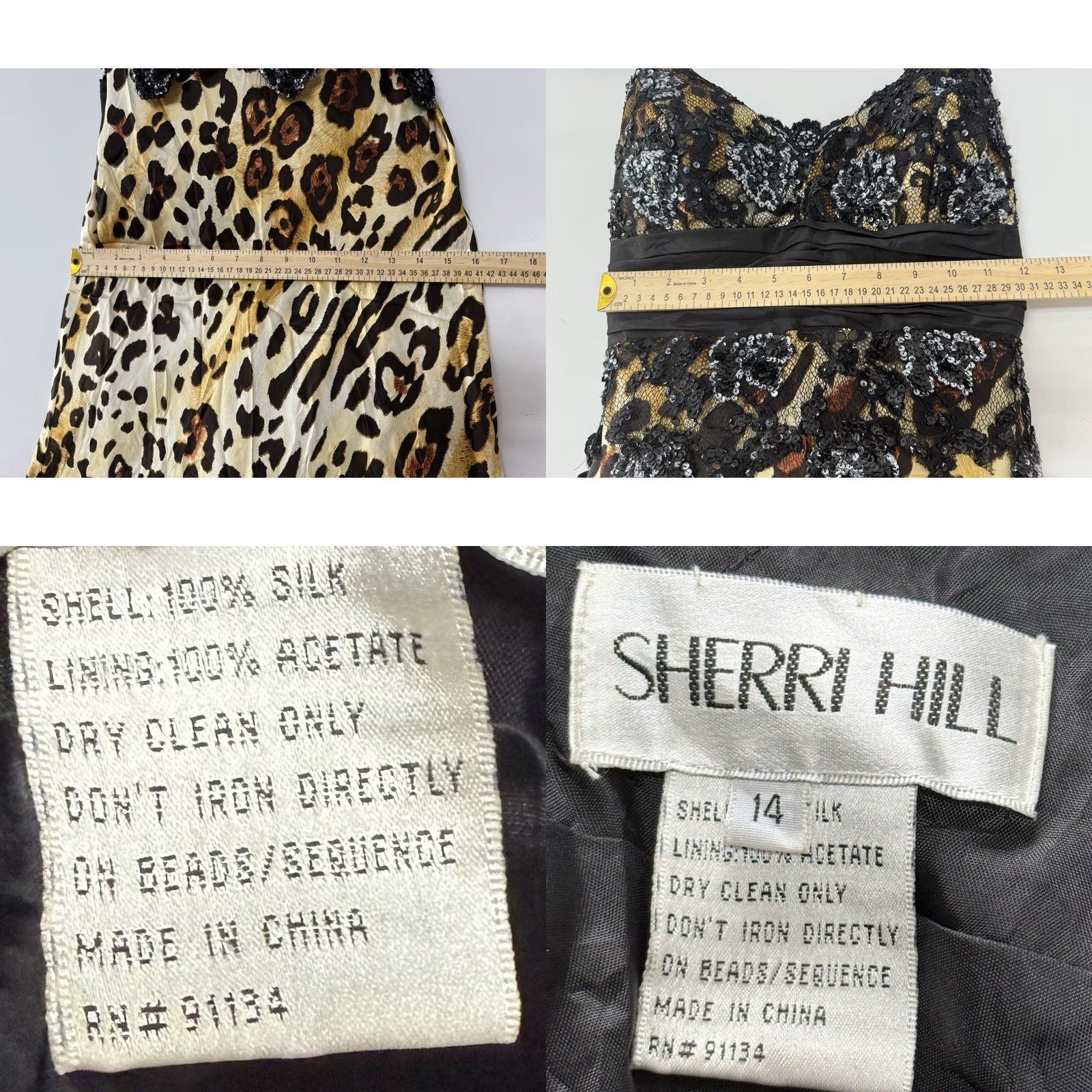 Vintage SHERRI HILL Silk Leopard Print Dress Animal Print Sleeveless Size 14 Size XL / US 12-14 / IT 48-50 - 9 Thumbnail