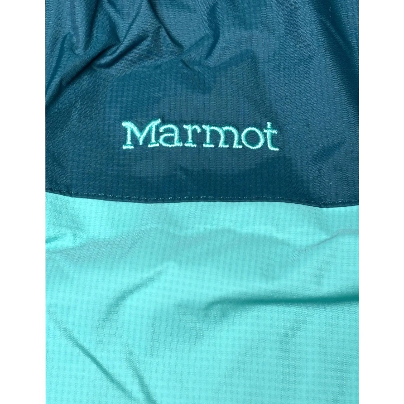 Marmot Marmot Jacket Windbreaker Women L Water Resistant Zip Removable Hood Colorblock Teal Green Spring Fall Hiking Outdoor Travel Casual Size L / US 10 / IT 46 - 2 Thumbnail