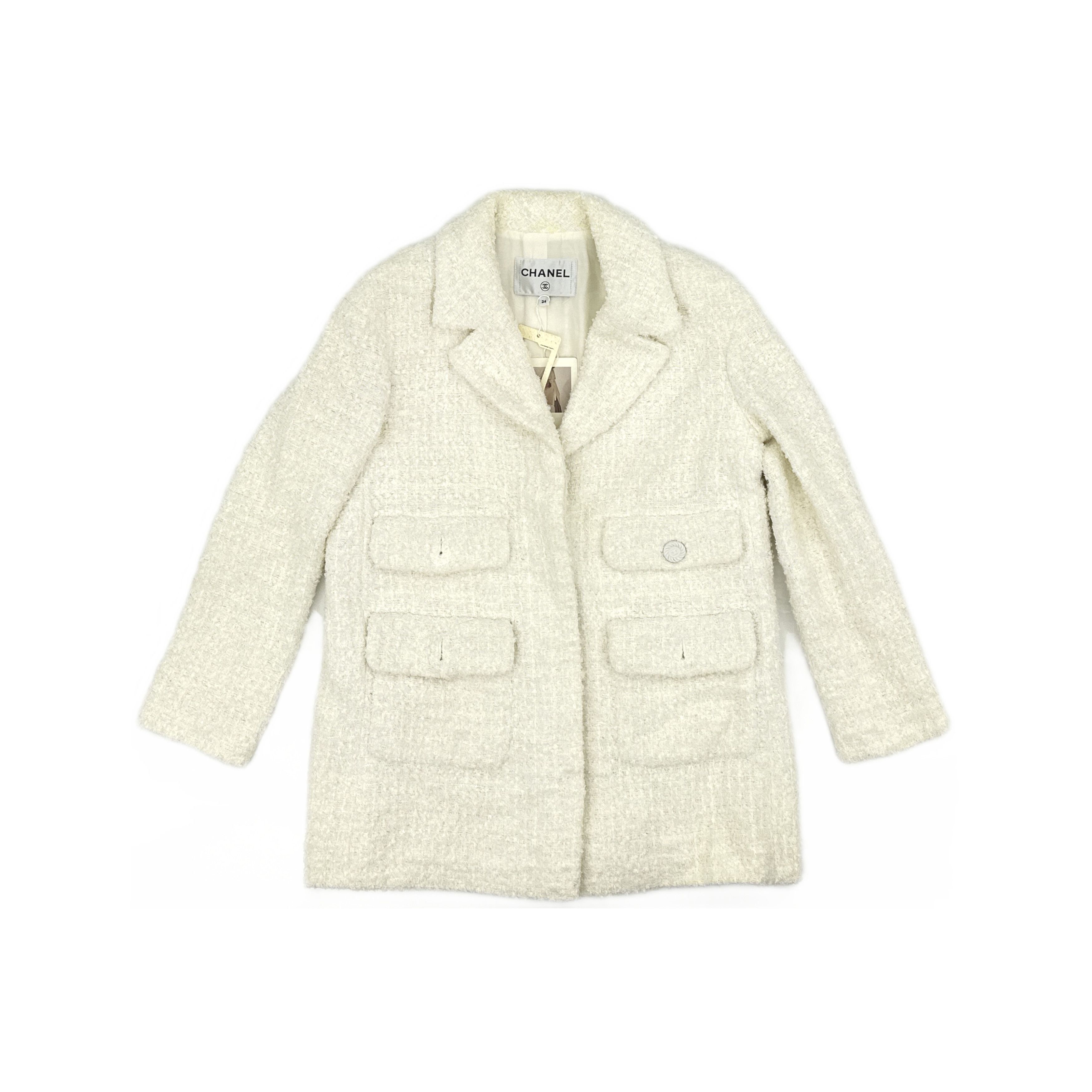 Chanel Chanel White Tweed Jacket Size 34 Size XS / US 0-2 / IT 36-38 - 1 Thumbnail
