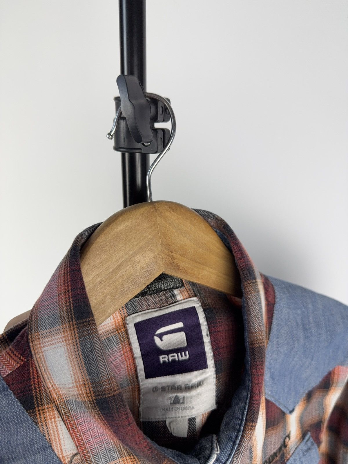 G-Star × Japanese Brand G-Star RAW Plaid Flannel Shirt with Denim Details L Y2K Size US L / EU 52-54 / 3 - 5 Thumbnail