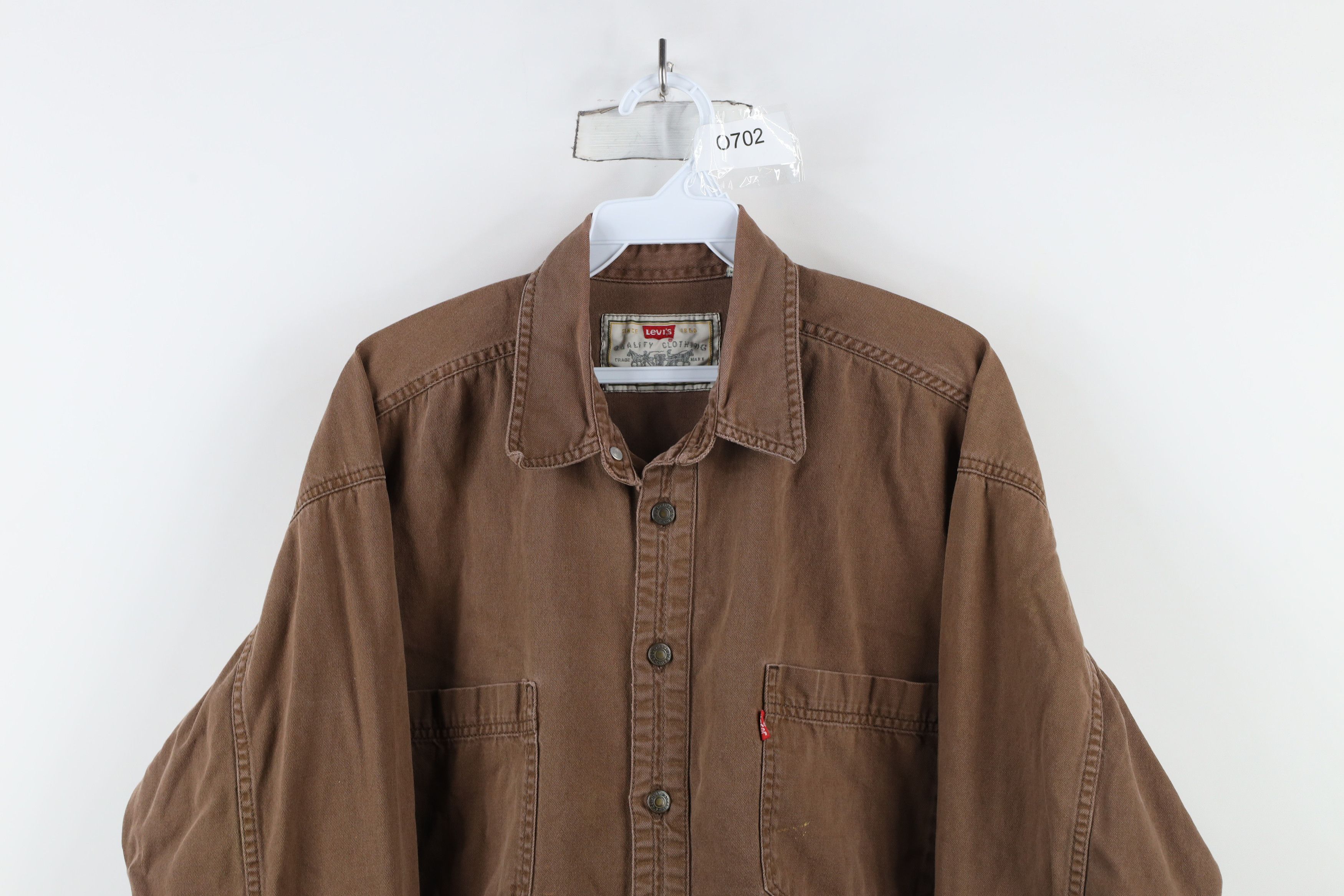 Levi's × Vintage Vintage 90s Levis Denim Jean Collared Button Shirt Brown Size US L / EU 52-54 / 3 - 2 Thumbnail
