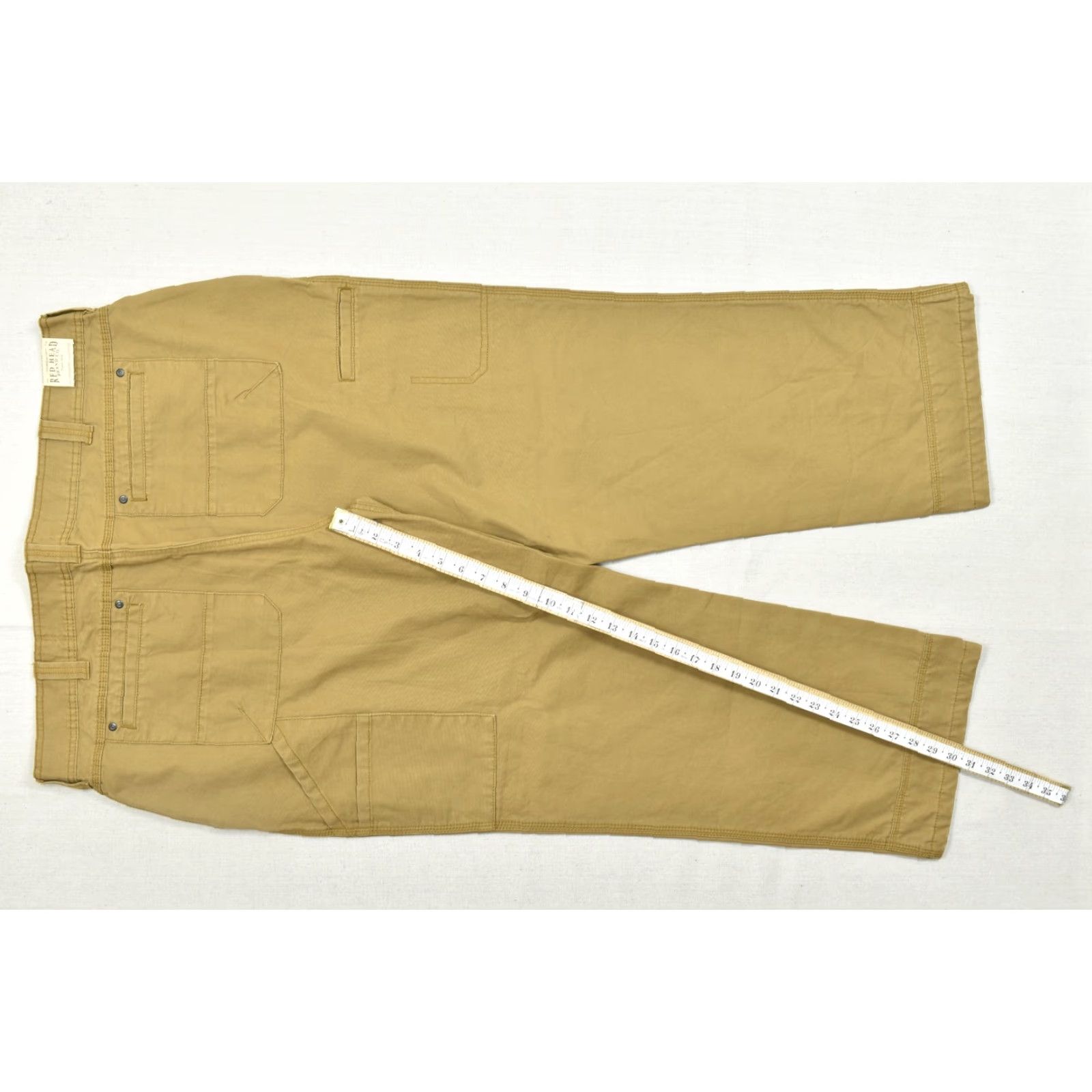 Vintage Red Head Mens Cargo Pants 42x30 Relaxed Fit Cotton Canvas Tan Beige Cargo Pocket Straight Front Zip Workwear Casual Pants Mens Size US 42 / EU 58 - 4 Thumbnail
