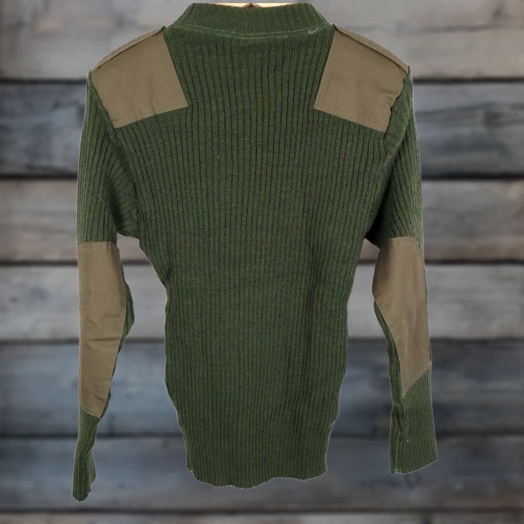 Commando US Army Sweatwear Wool Pullover Sweater Long Sleeve Crew Neck Slim Epaulets Green Large 42 Men's Size US L / EU 52-54 / 3 - 1 Thumbnail