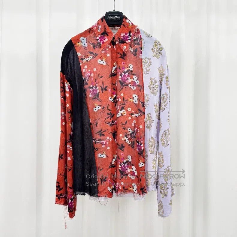 Acne Studios Acne Studios Floral patchwork mulberry silk long-sleeved s Size 4XL / US 24-26 - 1 Thumbnail