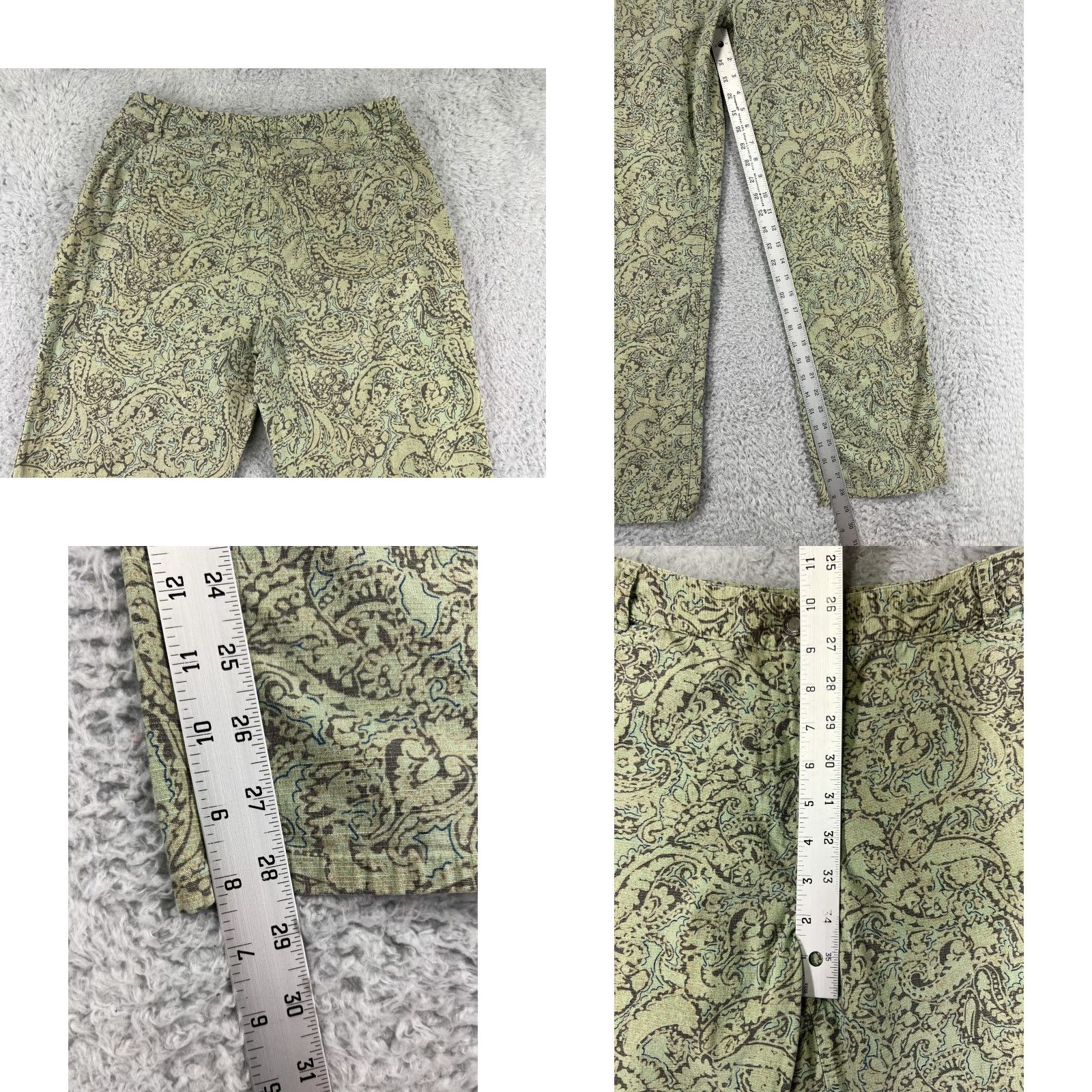 Charter Club Charter Club Women's Jeans Size 6 Green Paisley Cotton Blend Straight Fit Size 28" / US 6 / IT 42 - 8 Thumbnail