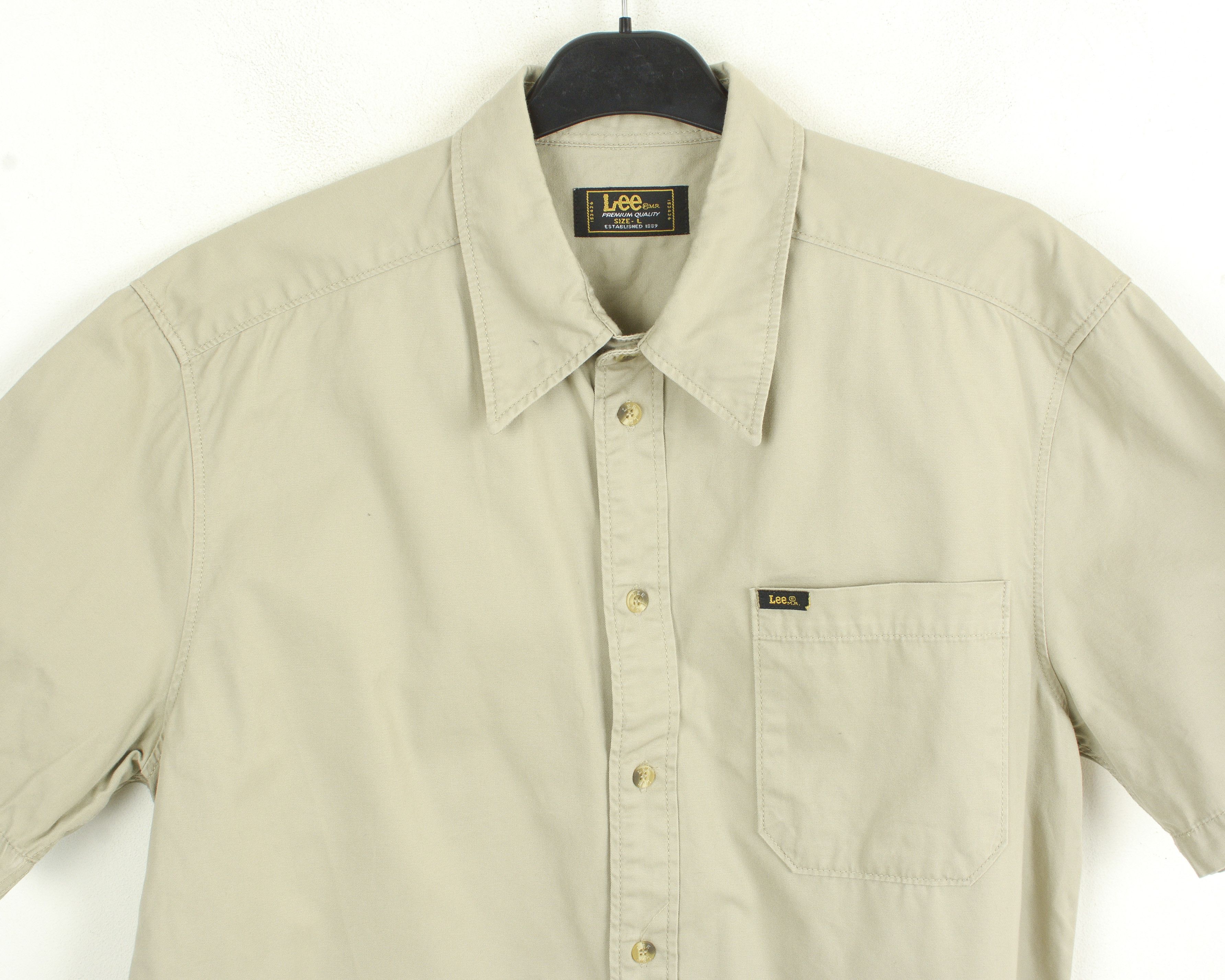 Cowboy Equipment × Lee × Vintage Western Shirt L Beige Short Sleeved Strong Cotton Button Top Size US L / EU 52-54 / 3 - 7 Thumbnail