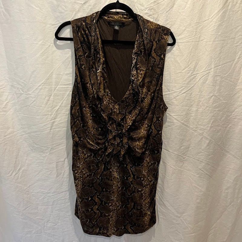 Kenneth Cole × Vintage VTG Kenneth Cole NY Animal Snake Skin Print Rucched V Neck Size 3XL / US 20-22 - 1 Thumbnail