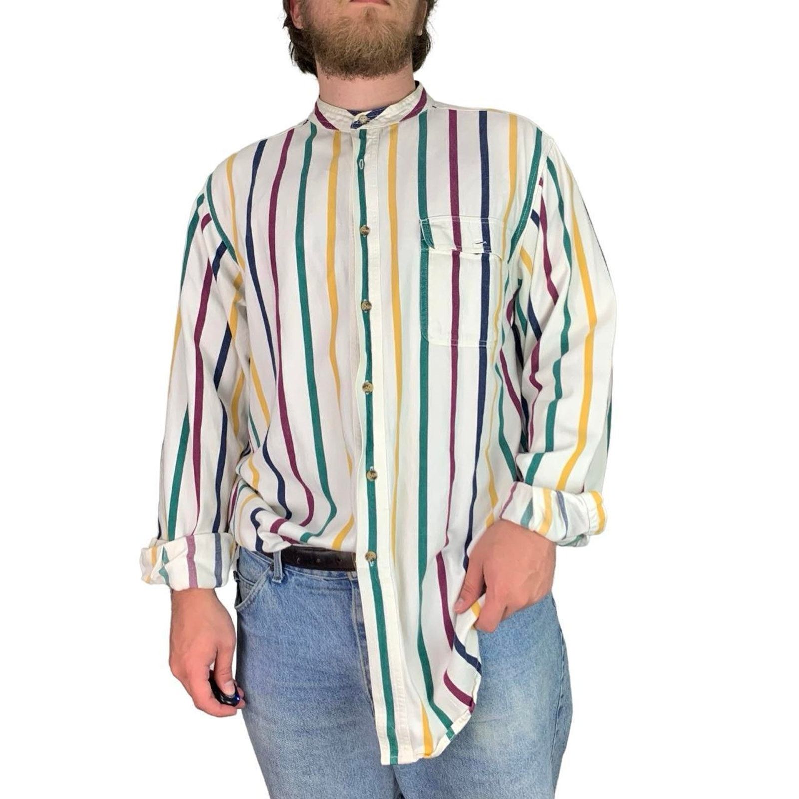Japanese Brand × Vintage Vintage 90s Kensington Road Striped Button Up Shirt Size US L / EU 52-54 / 3 - 1 Thumbnail