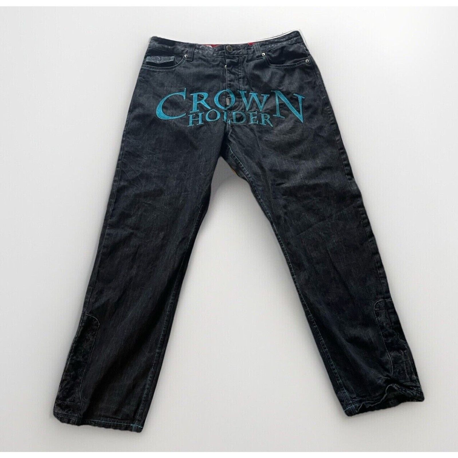 Clothing Jeans Crown Vintage Crown Holder Y2K Baggy Jeans