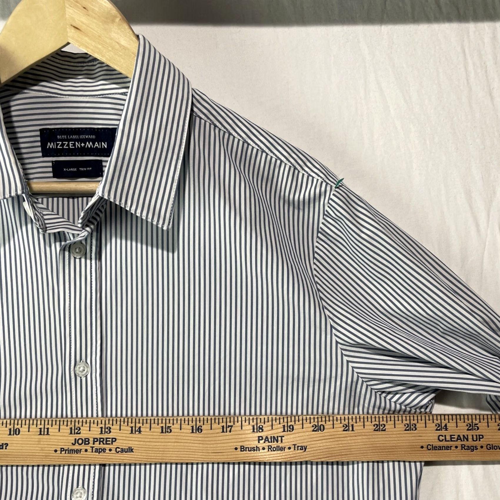 Mizzen+Main Mizzen+Main Shirt Mens XL Blue Button Up Striped Leeward Trim Fit Leeward Striped Size US XL / EU 56 / 4 - 6 Thumbnail