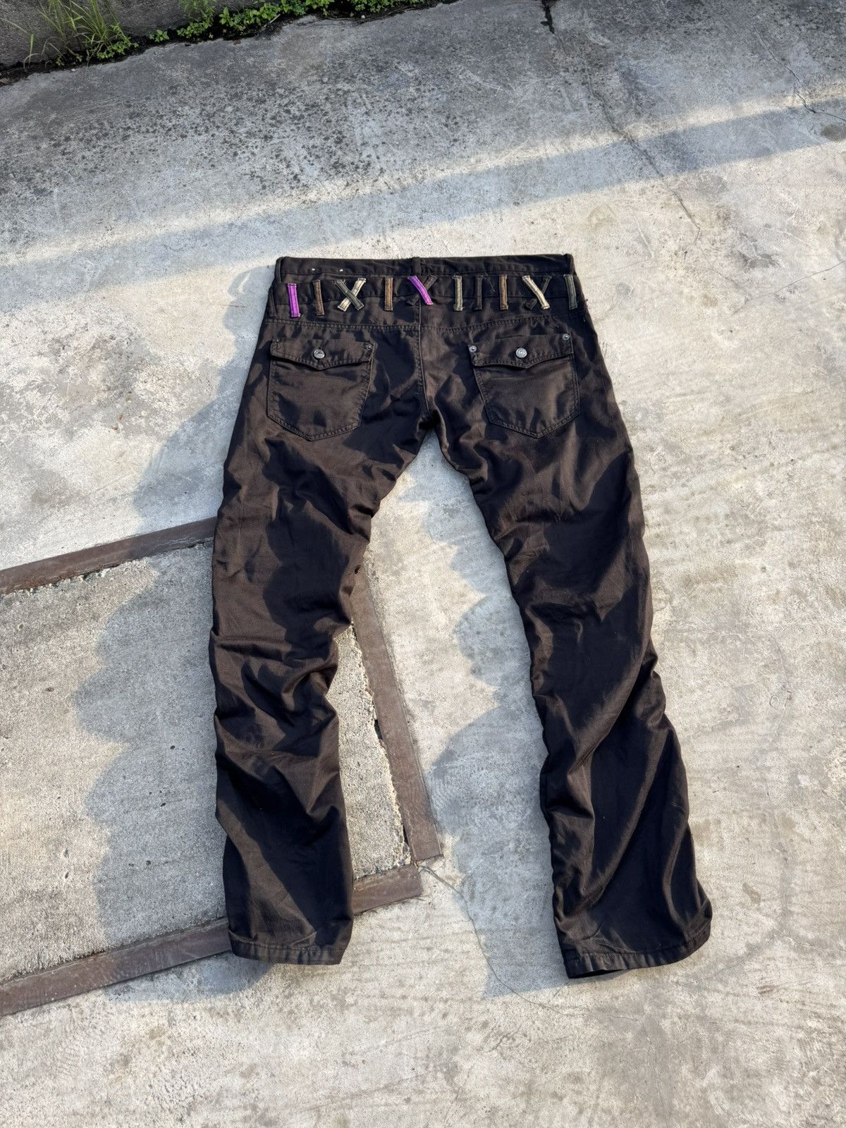 Japanese Brand Oririn Double Waist Bondage Punk Multi Zipper Wrinkled Leg Size US 40 / EU 56 - 4 Thumbnail