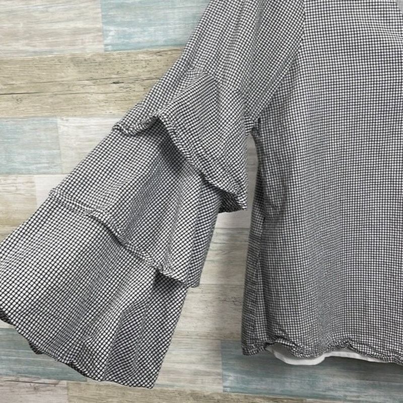Other WAYF Tiered Flare Sleeve Blouse White Black Womens Small Size S / US 4 / IT 40 - 3 Thumbnail