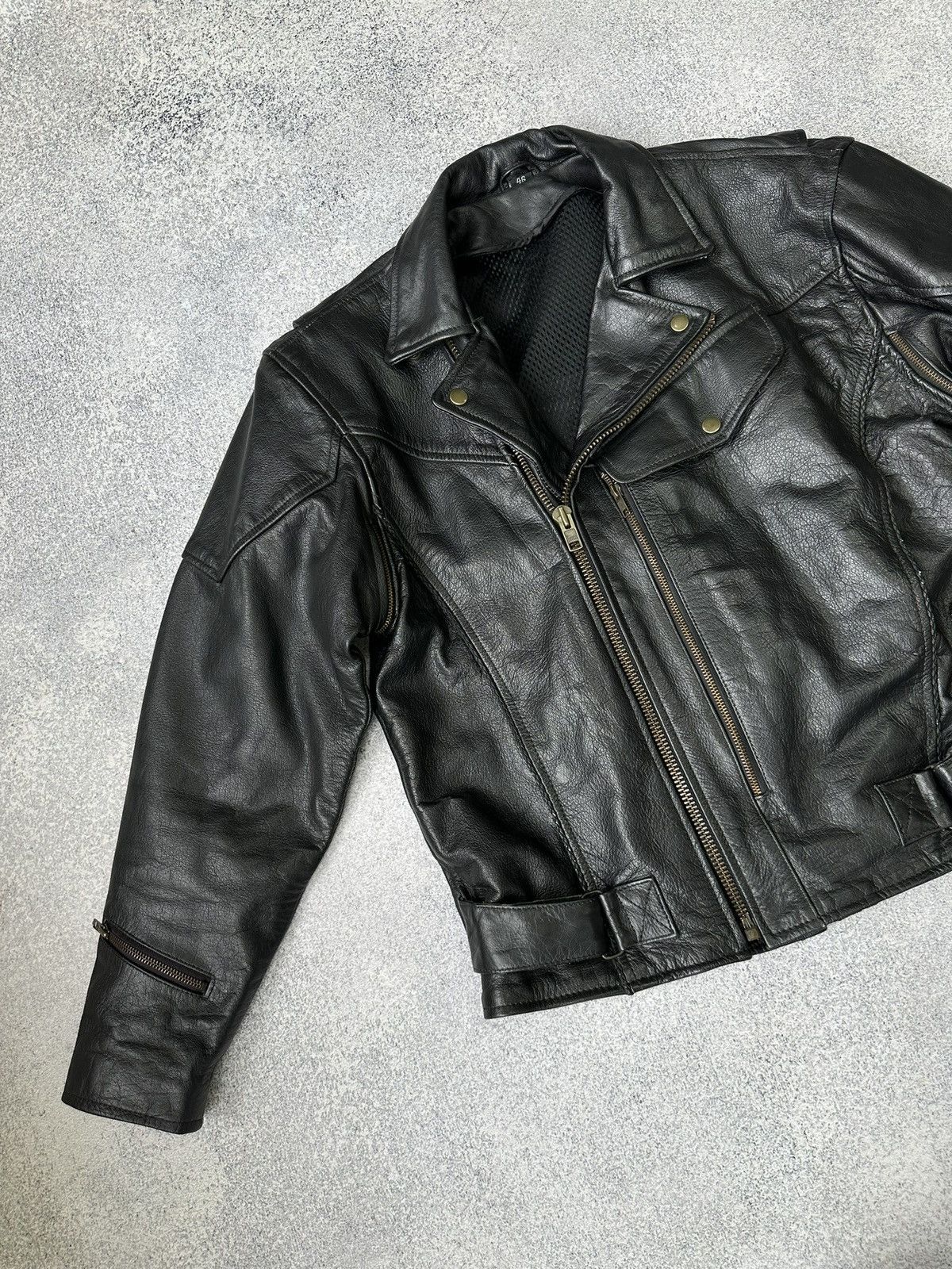 Genuine Leather × Vintage Vintage Genuine Leather Biker Motorcycle Heavy Jacket 90s Size US M / EU 48-50 / 2 - 6 Thumbnail