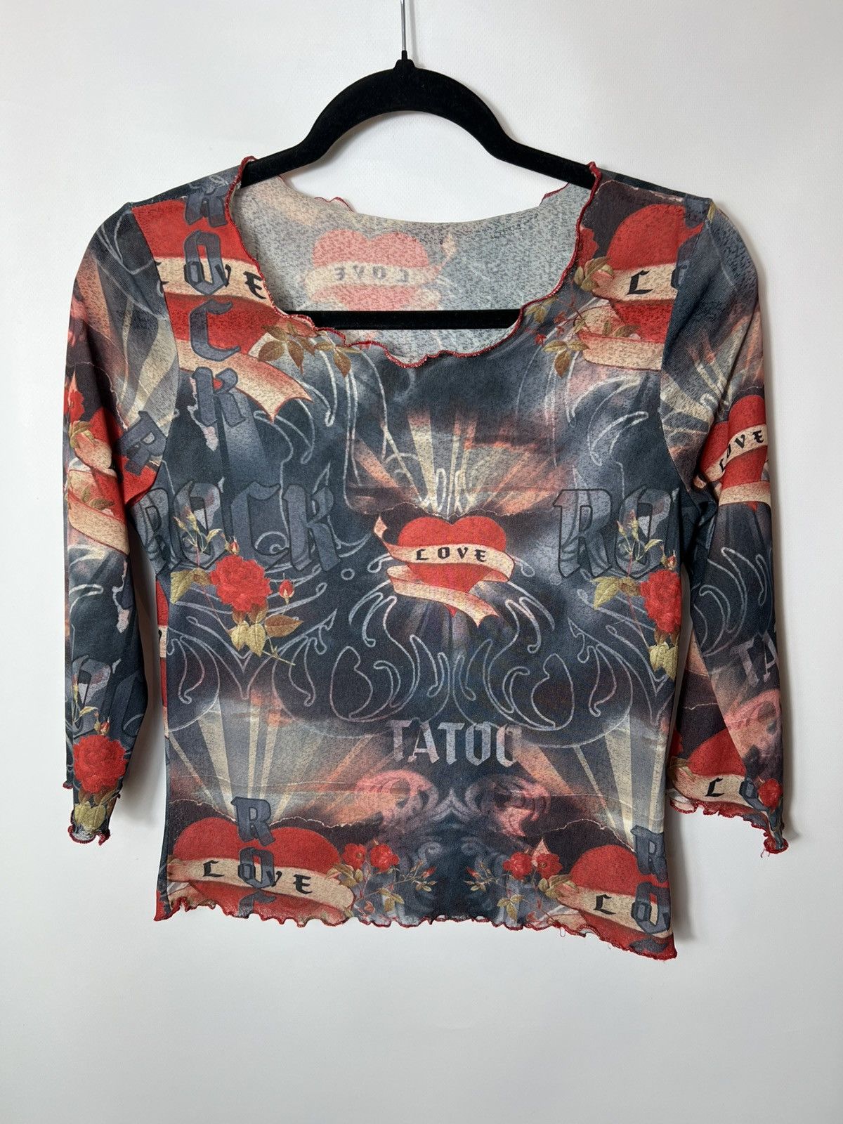 Vintage Vintage streetwear y2k Mesh tattoo long sleeve Top JPG Style Size S / US 4 / IT 40 - 1 Thumbnail