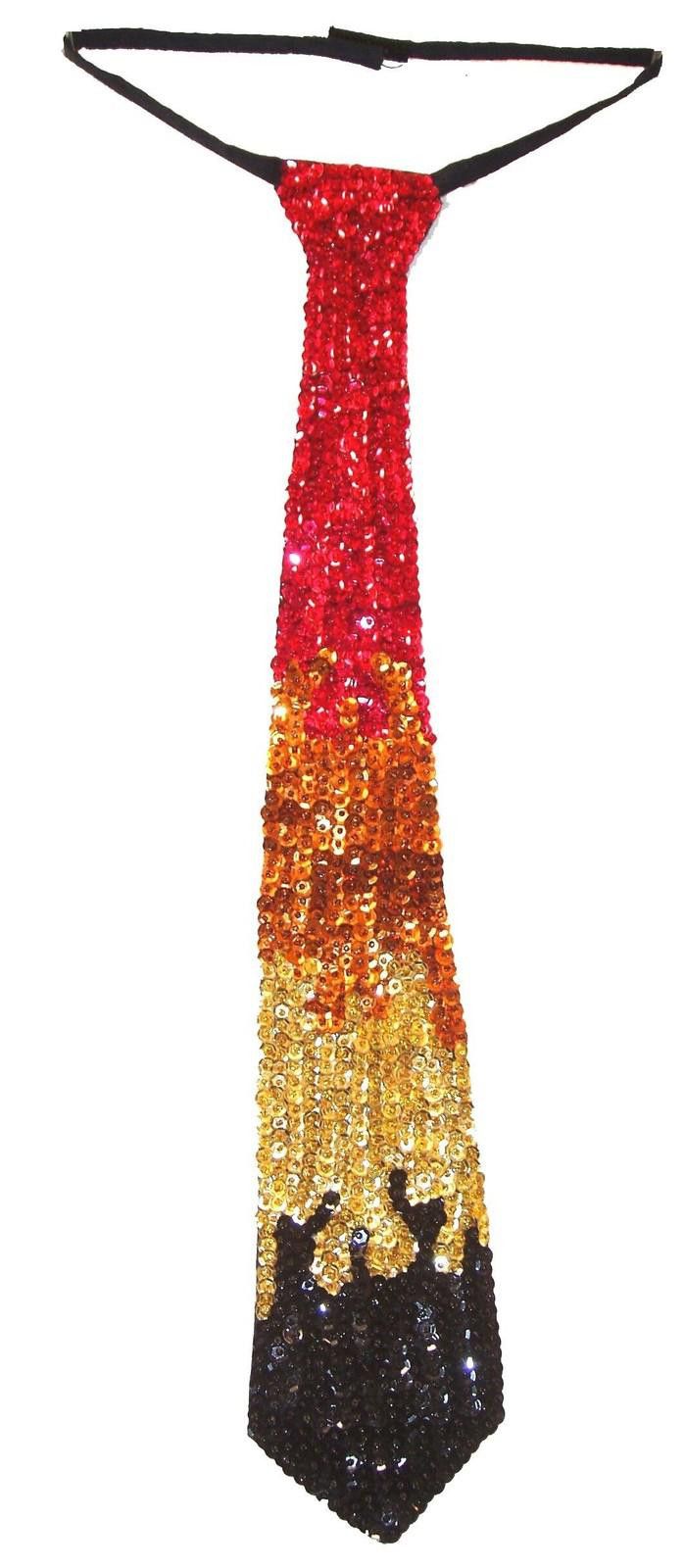 Designer Sequin Neck Tie FLAMES Adult Unisex Size ONE SIZE - 1 Preview
