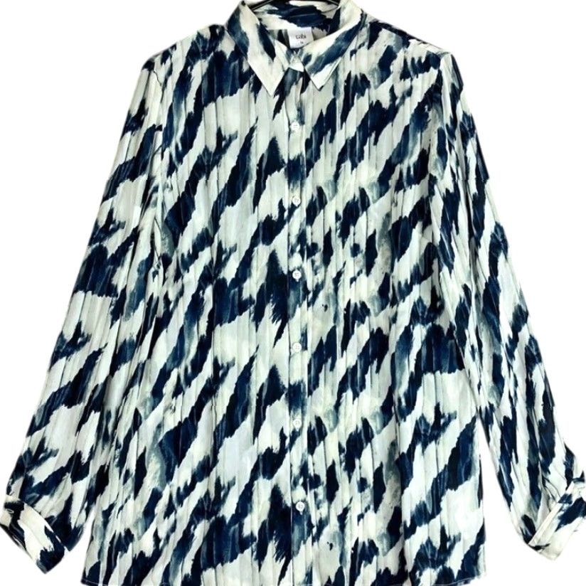Vintage Cabi Blouse Blue White Moody Blues Long Sleeve Button Down L Size L / US 10 / IT 46 - 2 Thumbnail